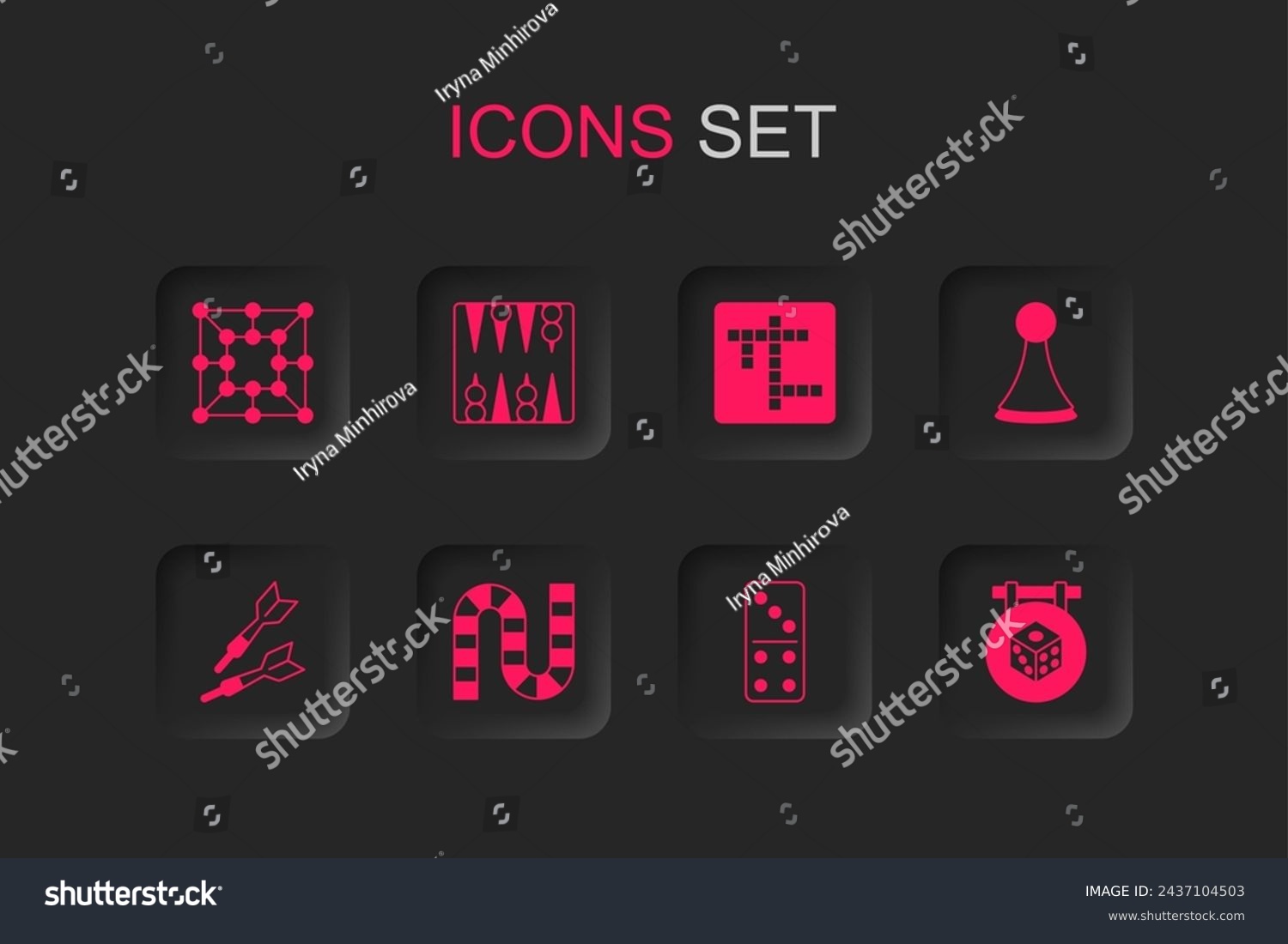 SVG of Set Board game, Backgammon board, Domino, Chip for, Game dice, Crossword and Dart arrow icon. Vector svg