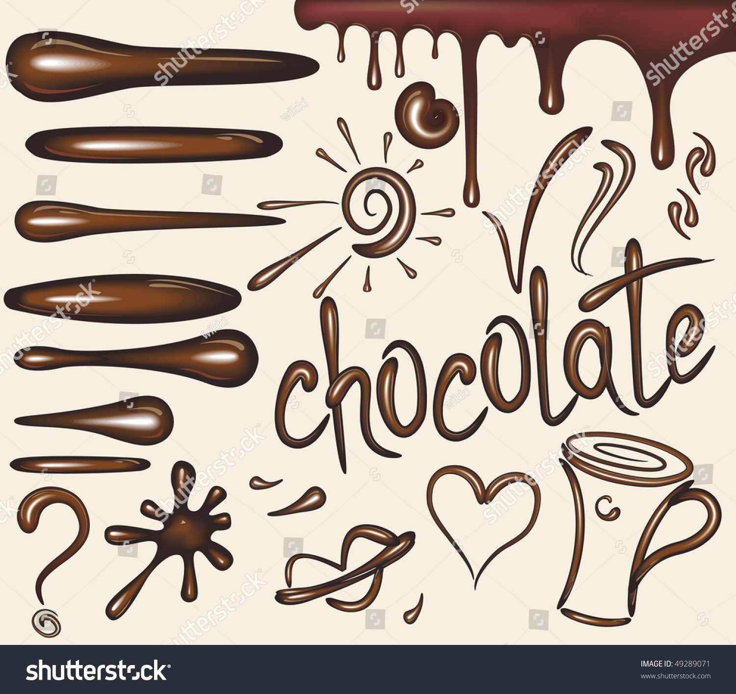 Set Brushes Of Chocolate Drips Stock Vector Illustration 49289071 ...