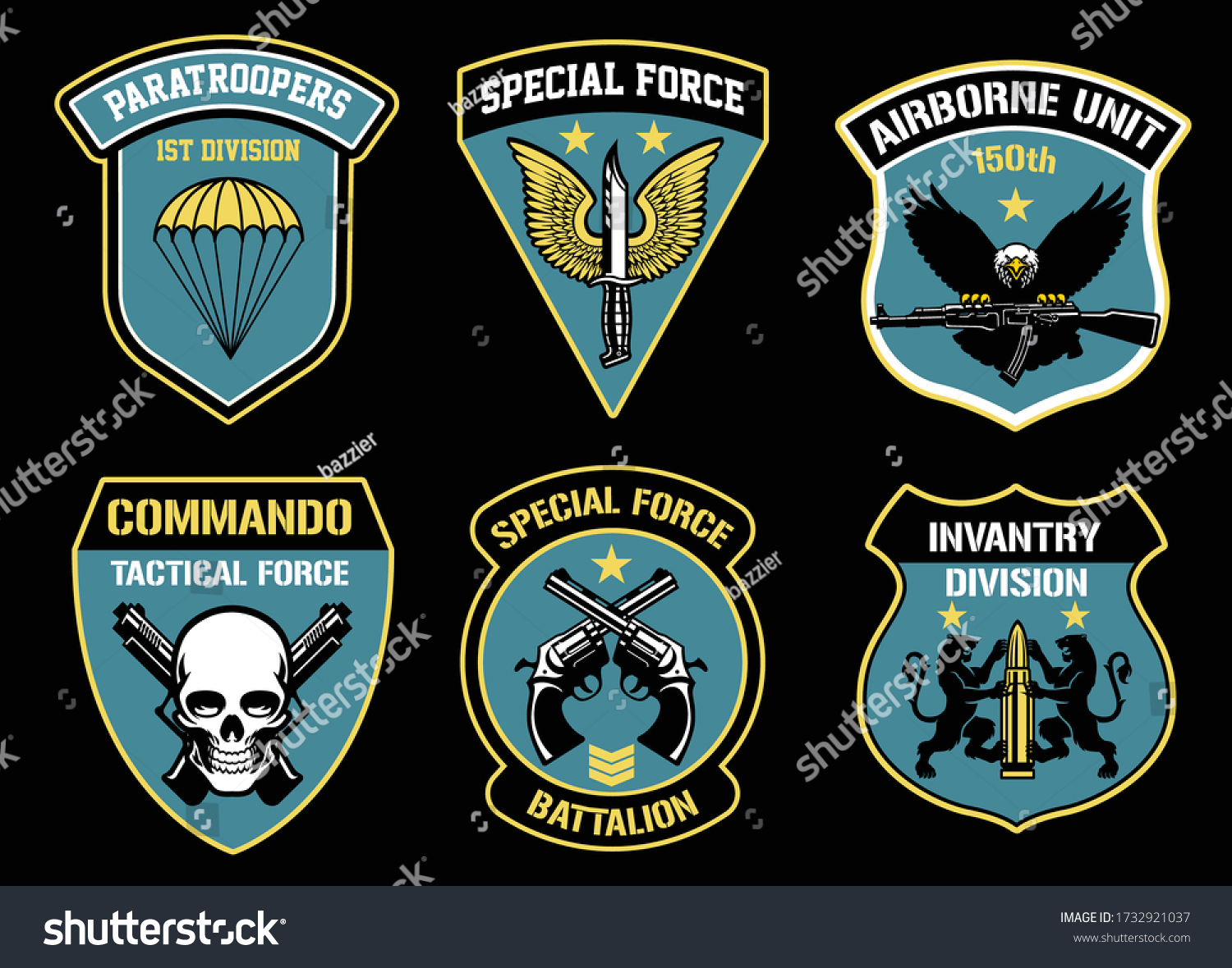 Set Bundle Military Unit Badges Stock Vector (royalty Free) 1732921037