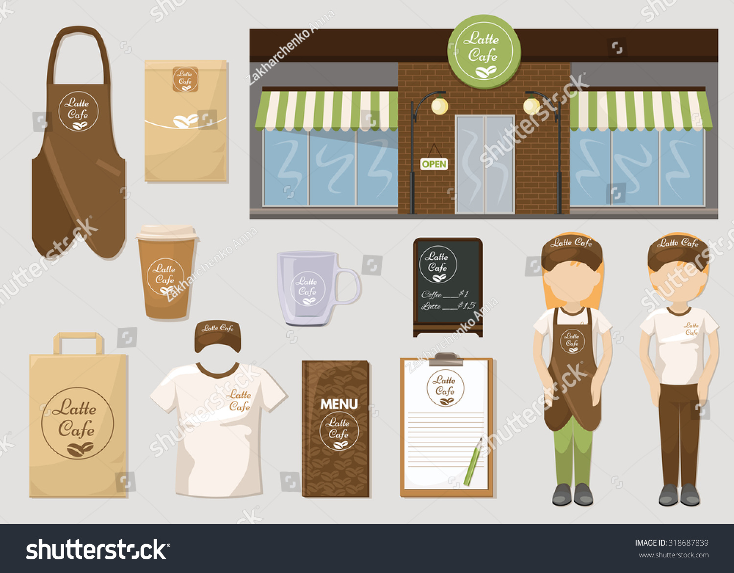 Set Cafe Restaurant Corporate Identity Mock Stock Vector Royalty Free 318687839 - cafe logo id roblox