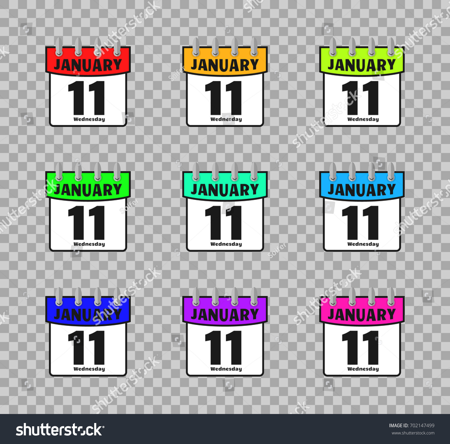 Set Calendar Icon Vector Isolated On Stock Vector Royalty Free