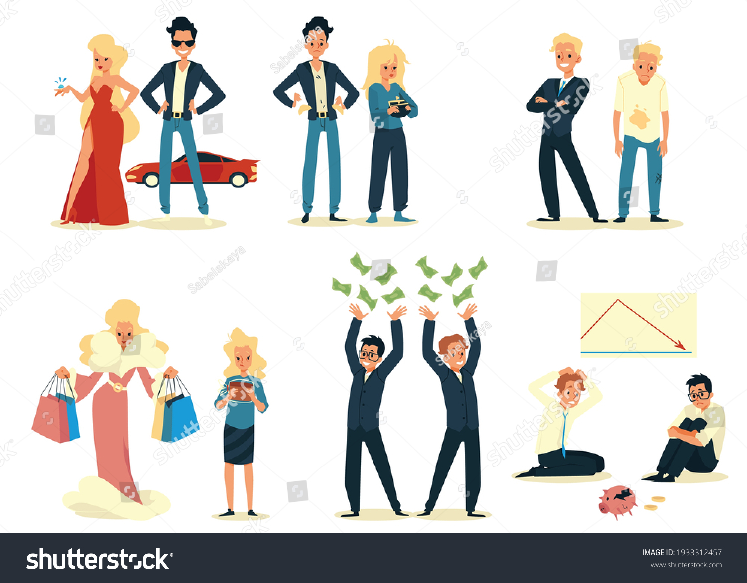 Set Cartoon Characters On Concept Gap เวกเตอร์สต็อก (ปลอดค่าลิขสิทธิ์