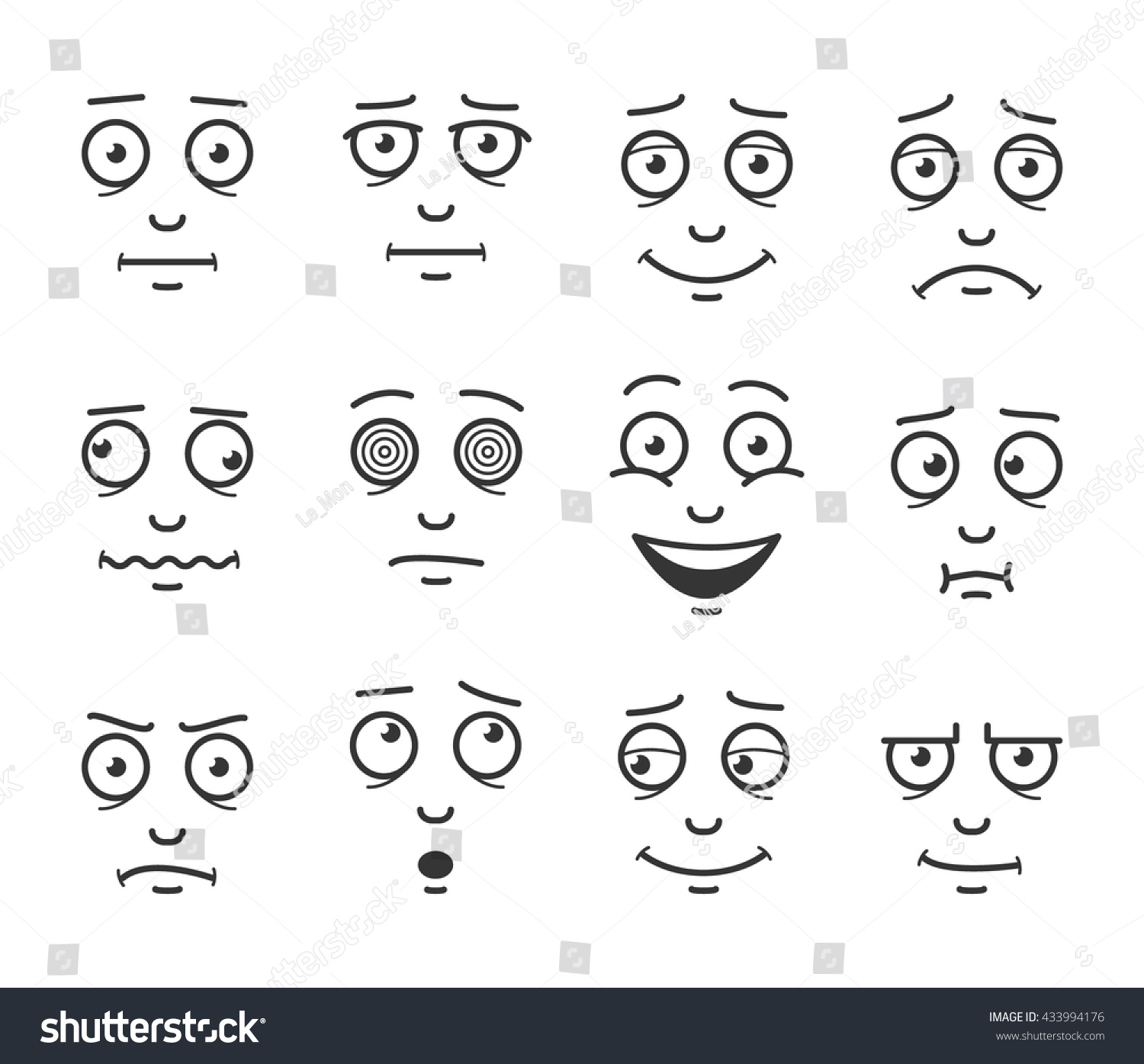 Set Cartoon Faces.Facials Expressions Stock Vector Illustration ...