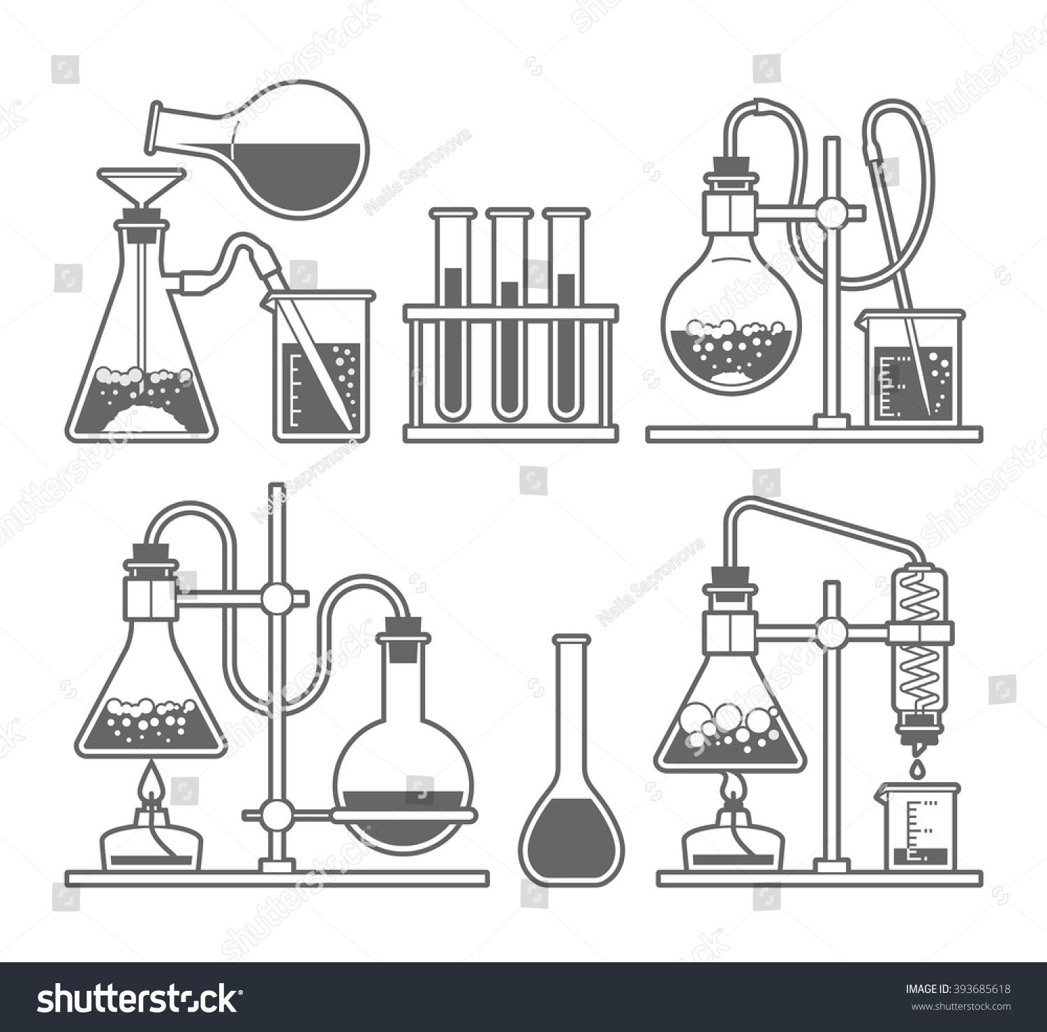 Set Chemical Flask Erlenmeyer Flask Distilling Stock Vector 393685618 ...