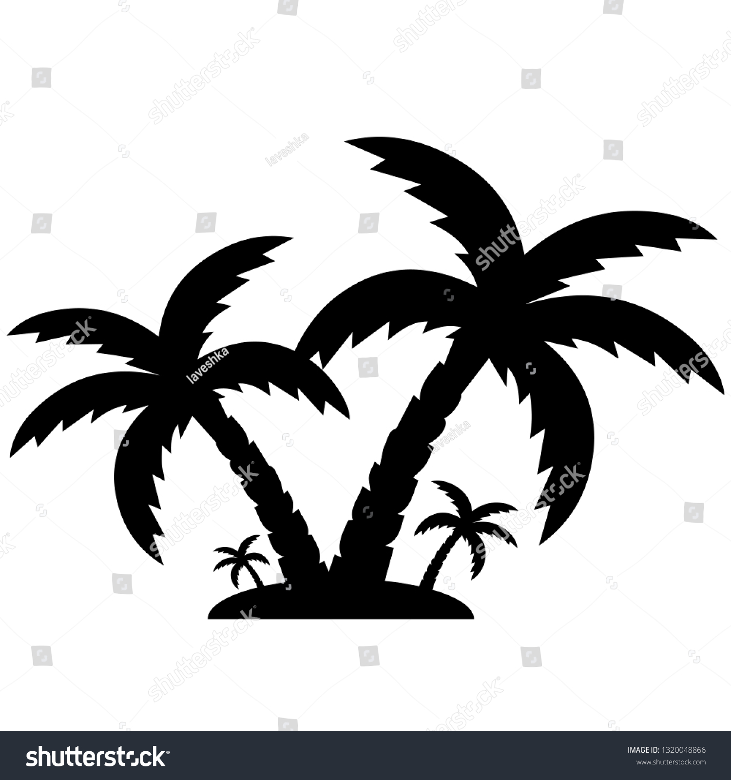 Set Coconut Palms Trees Silhouettes Isolated Stock Vector (Royalty Free ...