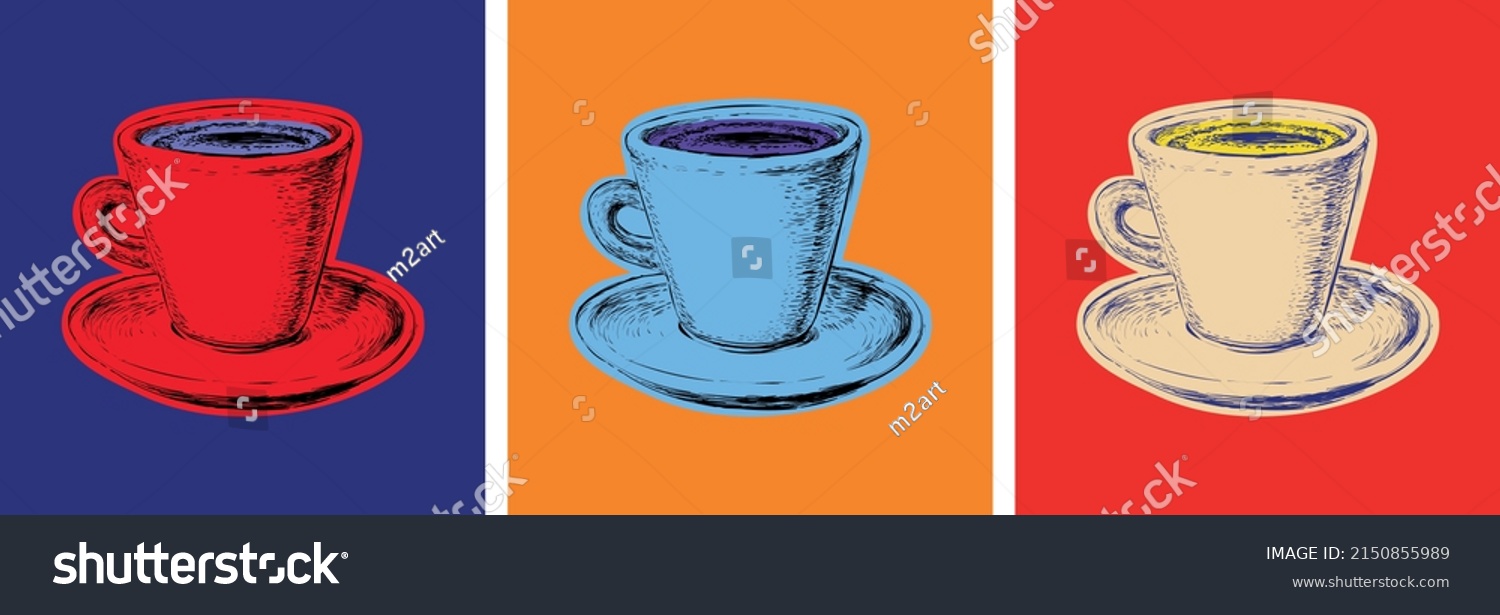 Set Coffee Cup Vector Illustration Pop Stock Vector Royalty Free 2150855989 Shutterstock 3800