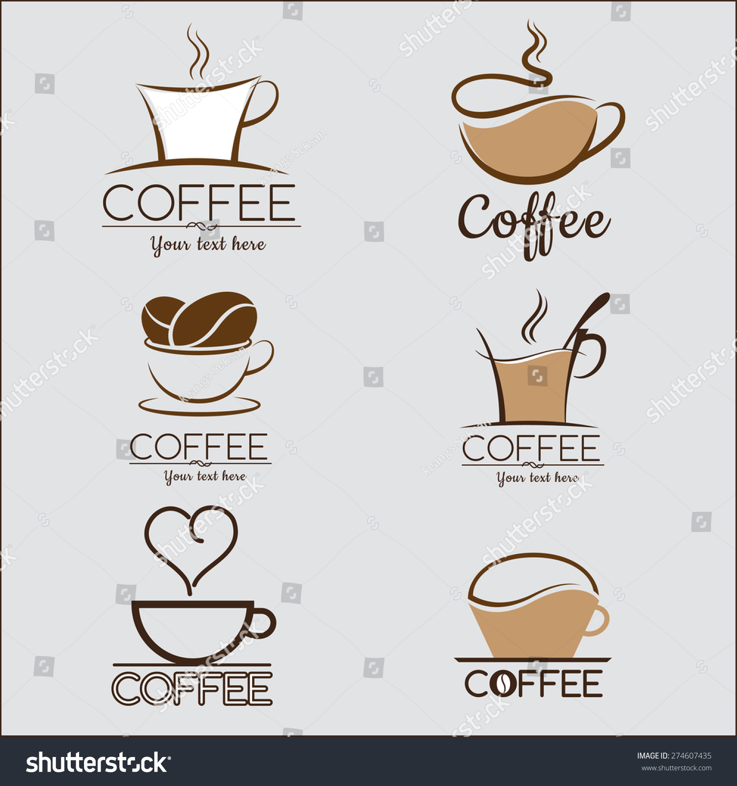 Set Coffee Logo Labels Design Templates Stock Vector 274607435 Shutterstock Coffee Label Design Template