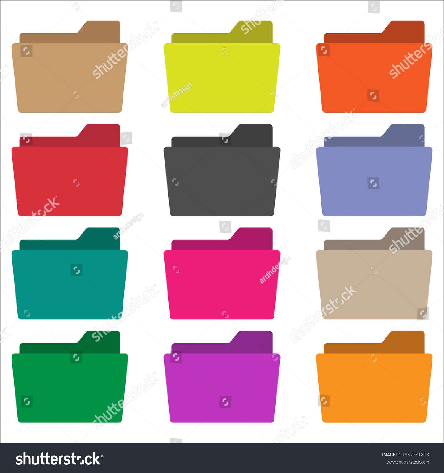 Set Collection Folder Icon Vector Colored Stock Vector (Royalty Free ...