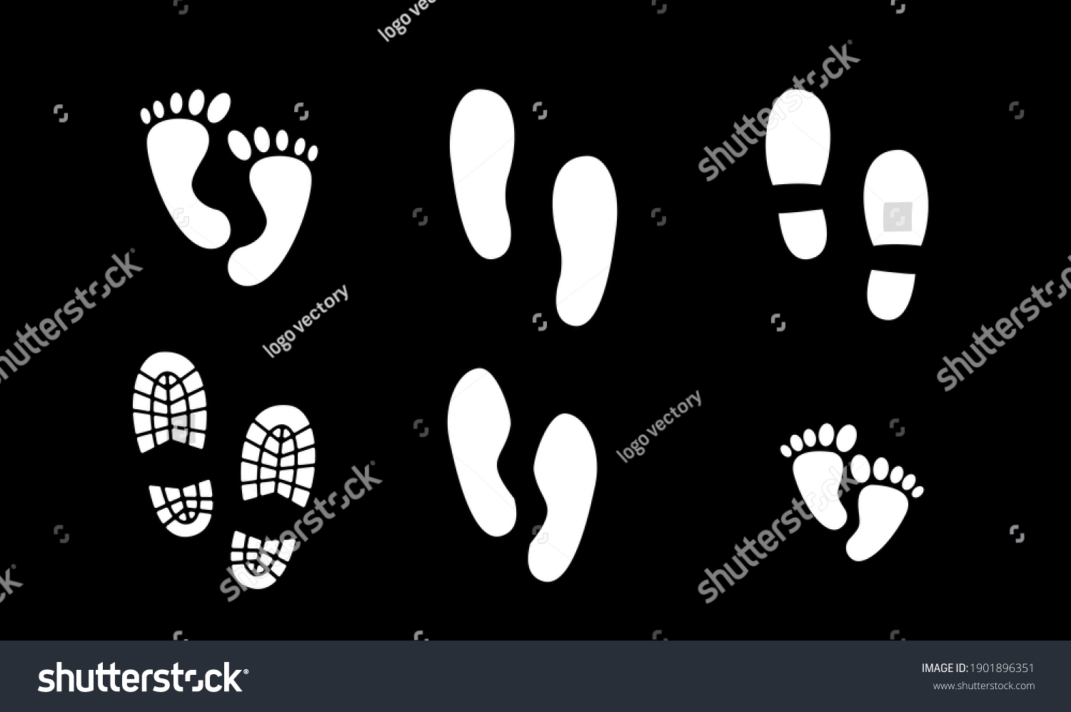Set Collection Footprint Step Silhouette Icon Stock Vector Royalty Free 1901896351 Shutterstock 7792