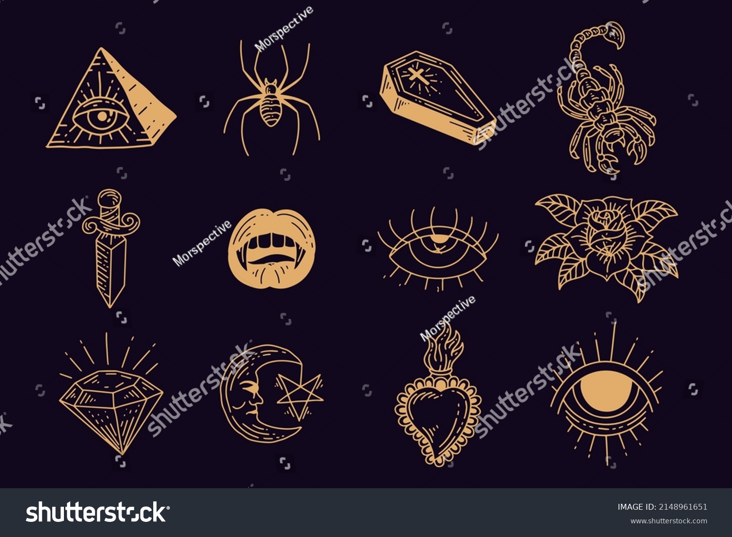 Set Collection Mystical Celestial Clipart Symbol Stock Vector (Royalty ...