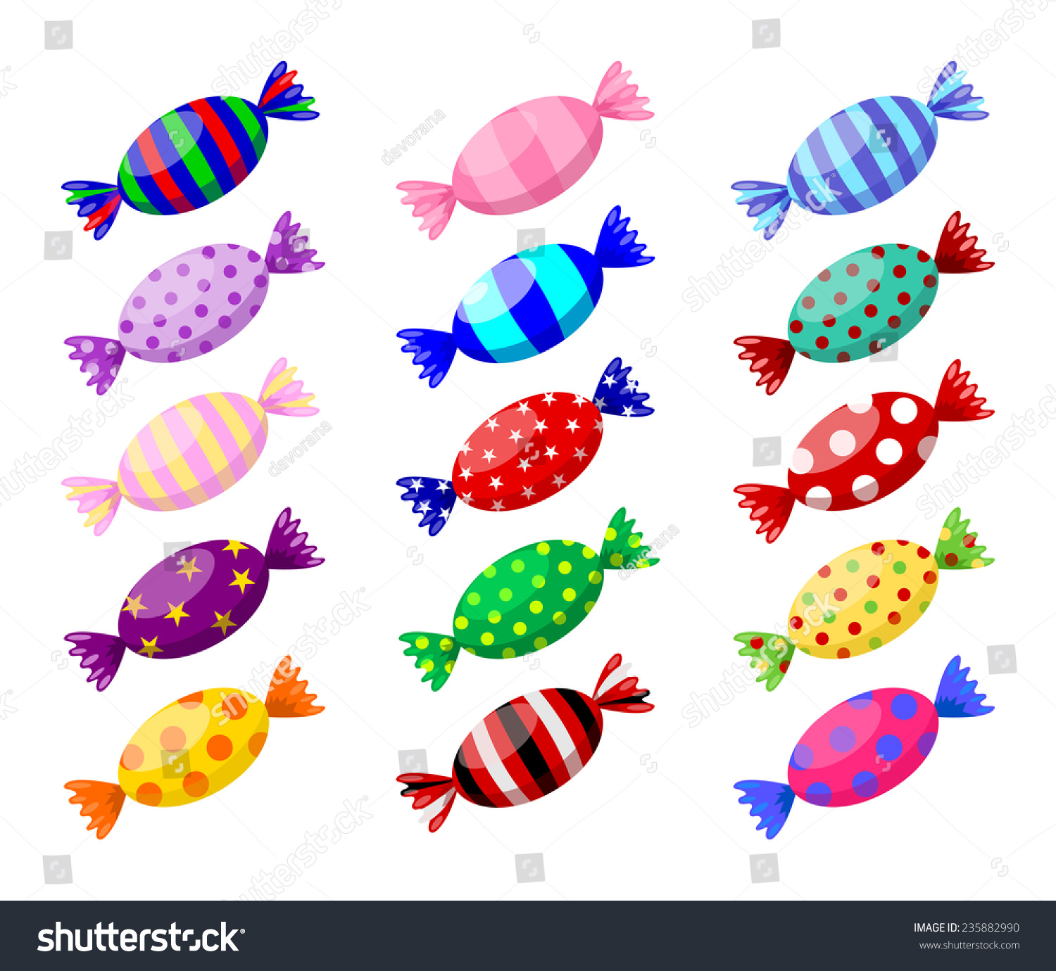 Set Collection Cute Colorful Twisted Sweet Stock Vector 235882990 ...