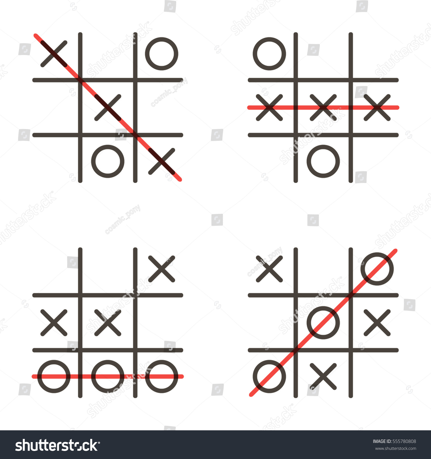 Set Collection Tictactoe Plays Win Combinations Stock Vector (Royalty ...