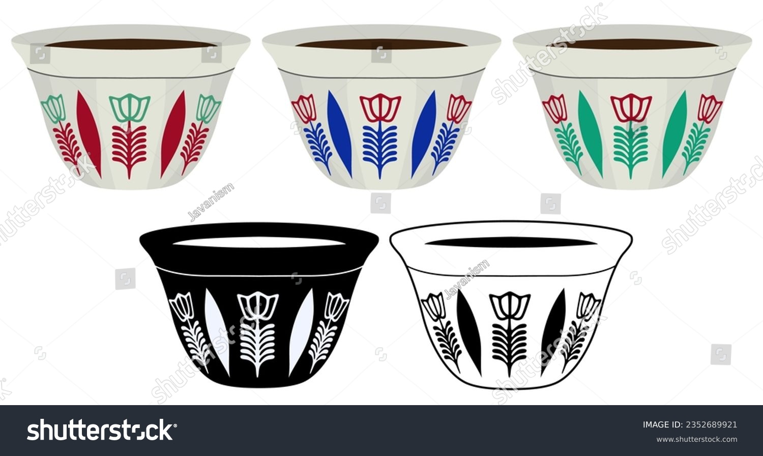 SVG of Set collections of Arabic Coffee cups. Traditional Lebanese coffee design Icon Vector Illustration svg