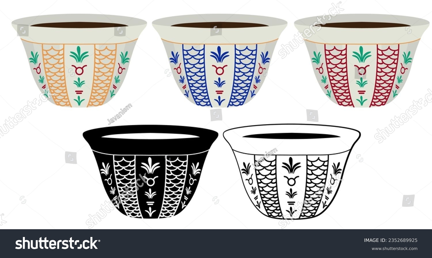 SVG of Set collections of Arabic Coffee cups. Traditional Lebanese coffee design Icon Vector Illustration svg