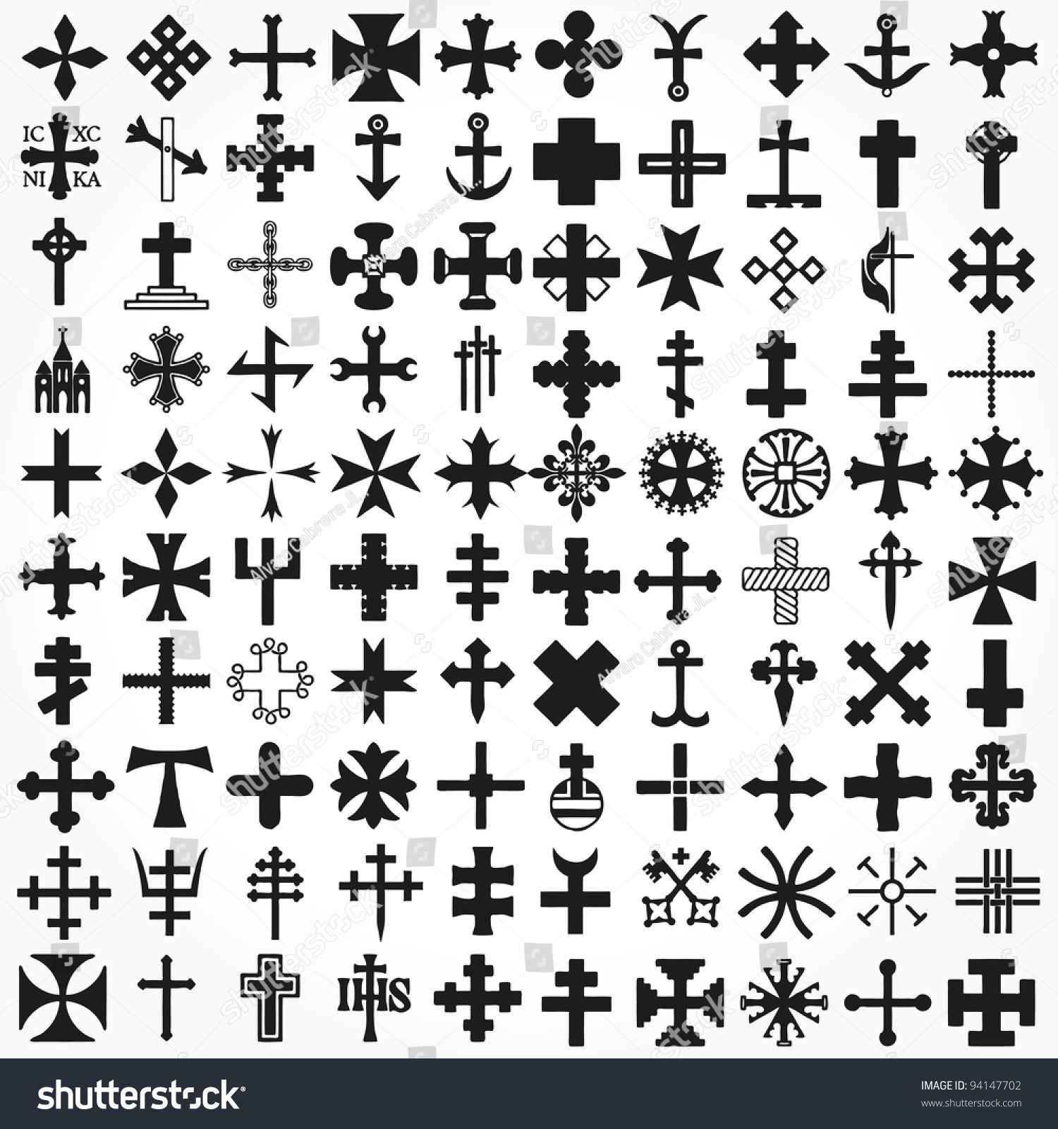 Set Crosses Vector - 94147702 : Shutterstock