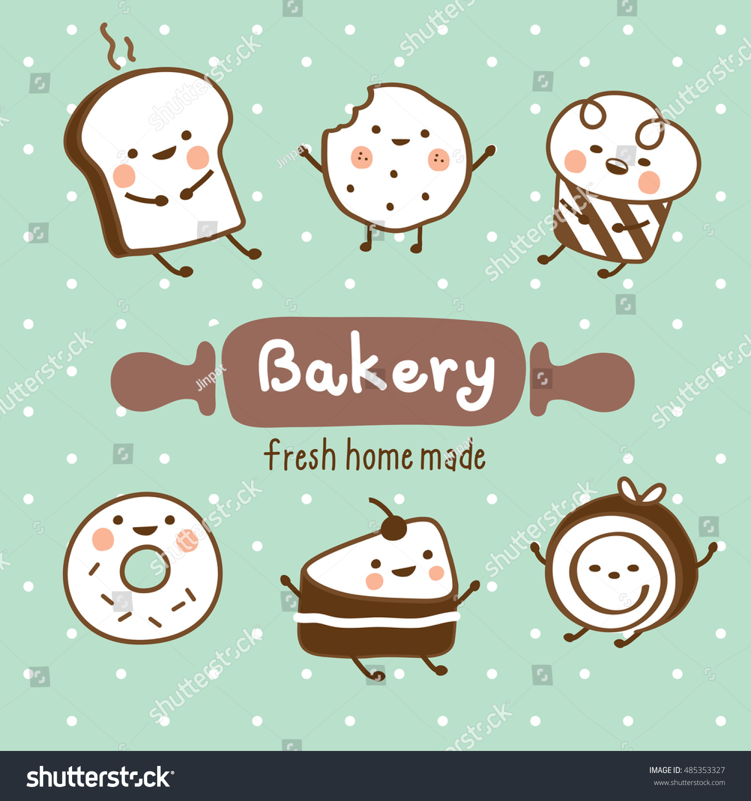 Set Cute Bakery Stock Vector 485353327 : Shutterstock