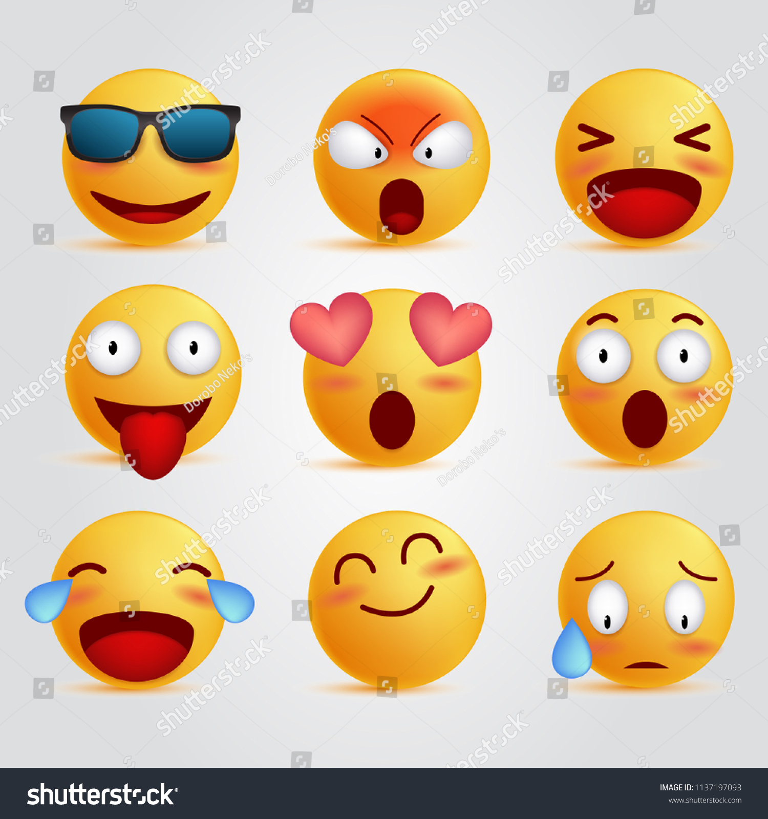 SVG of set 3d illustration emoticon unique face, realistic emoji cool expressions, social media reactions vector  svg