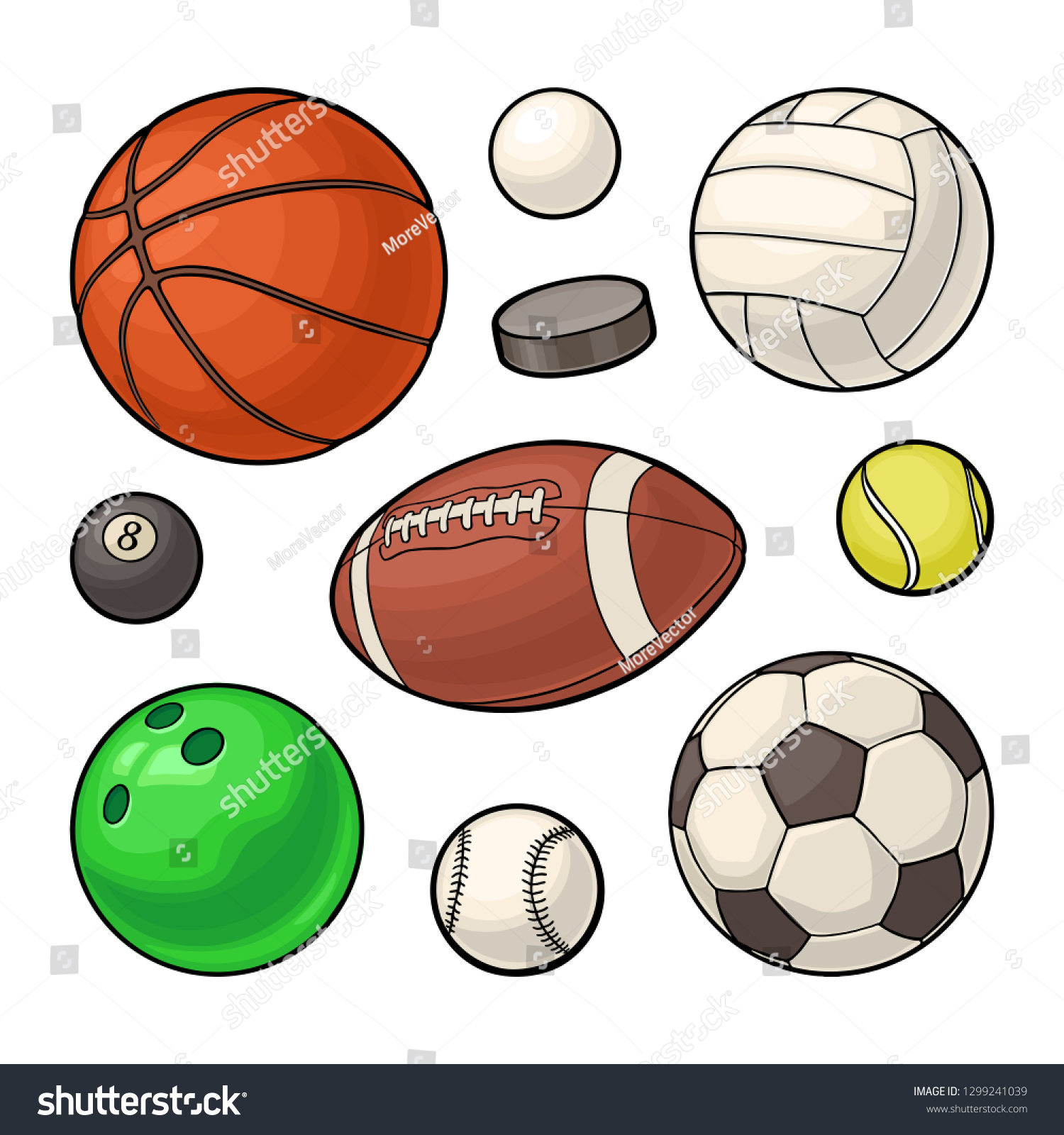 Set Different Kinds Sport Balls Icons Stock Vector Royalty Free