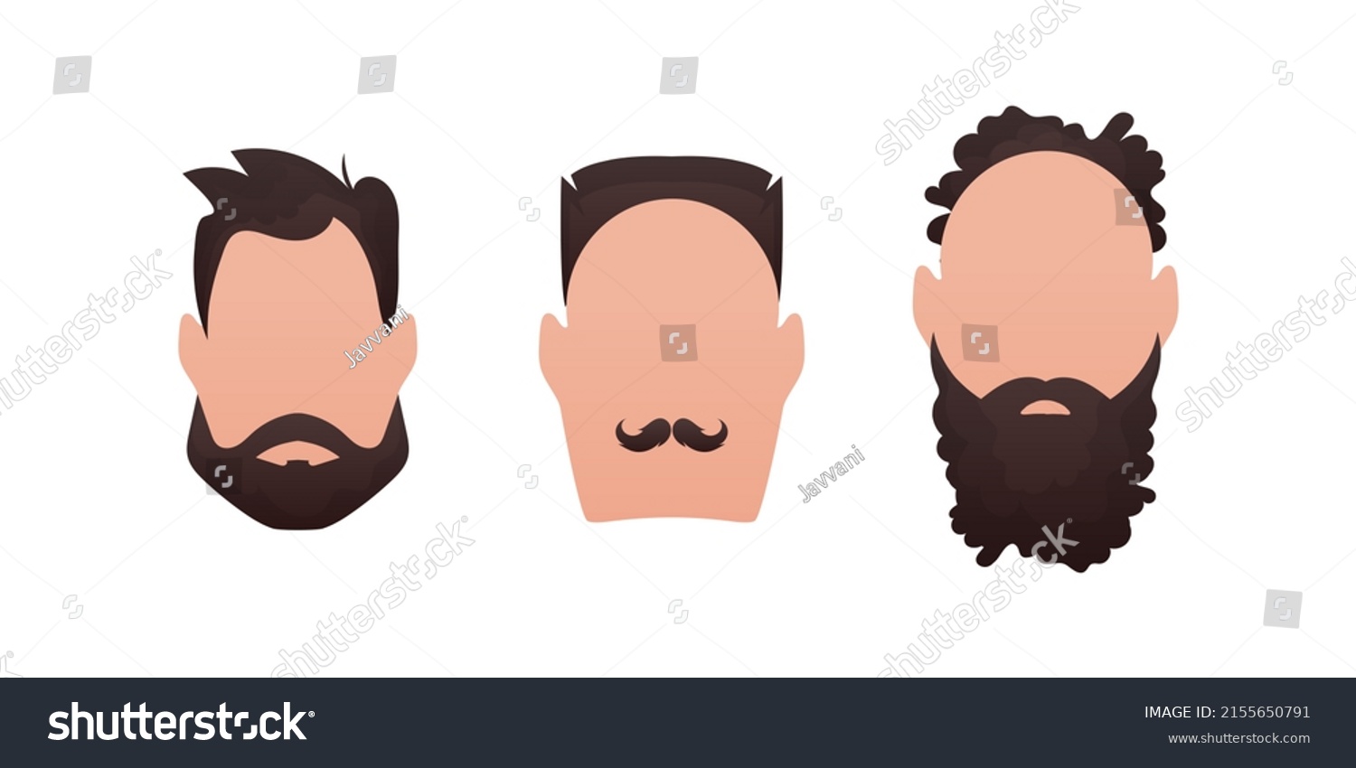 Set Faces Men Different Styles Haircuts Stock Vector Royalty Free