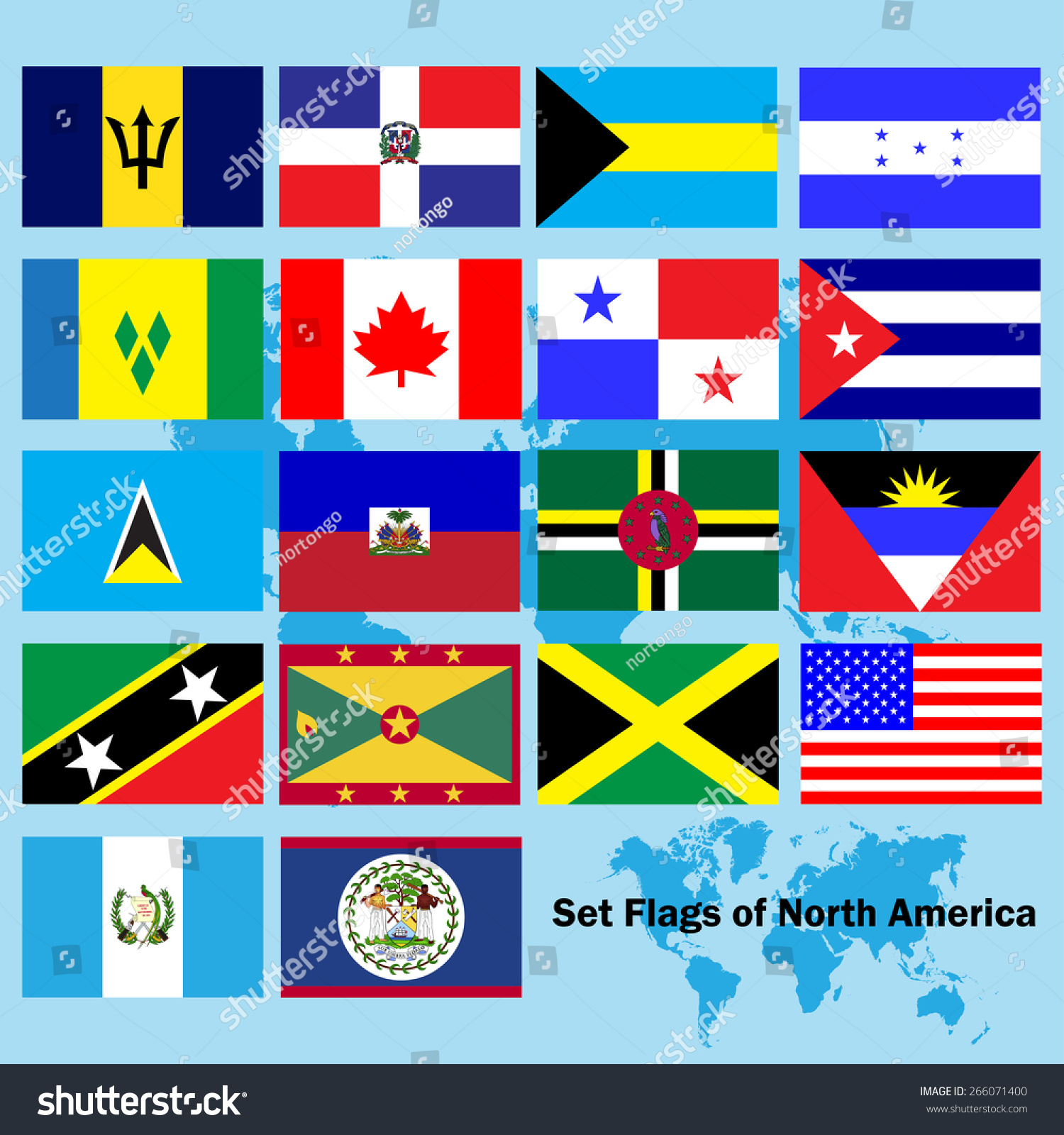 Set Flags North Americavectors Stock Vector 266071400 - Shutterstock