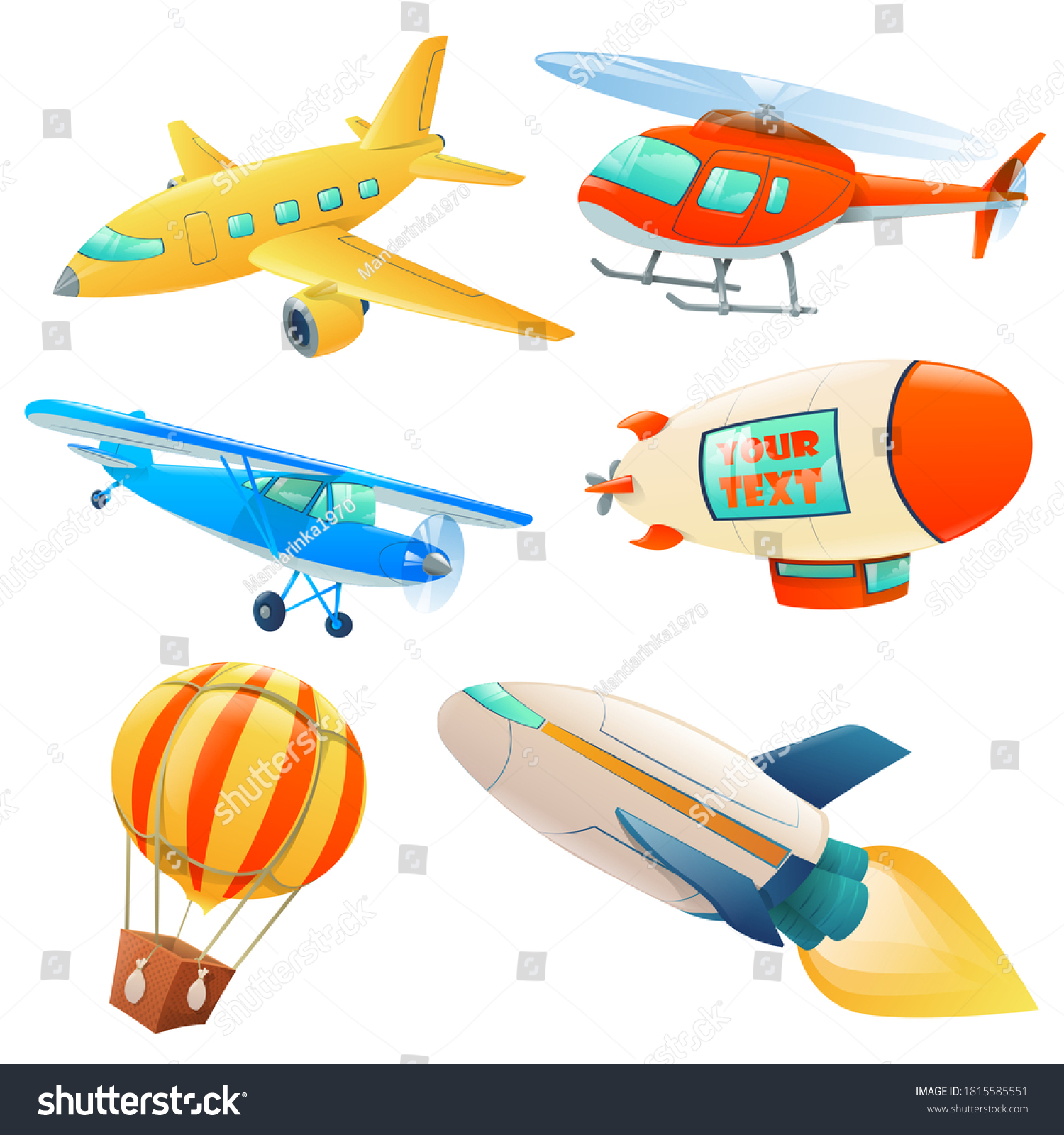 Set Air Transportation Various Types Air Stock Vector (Royalty Free ...