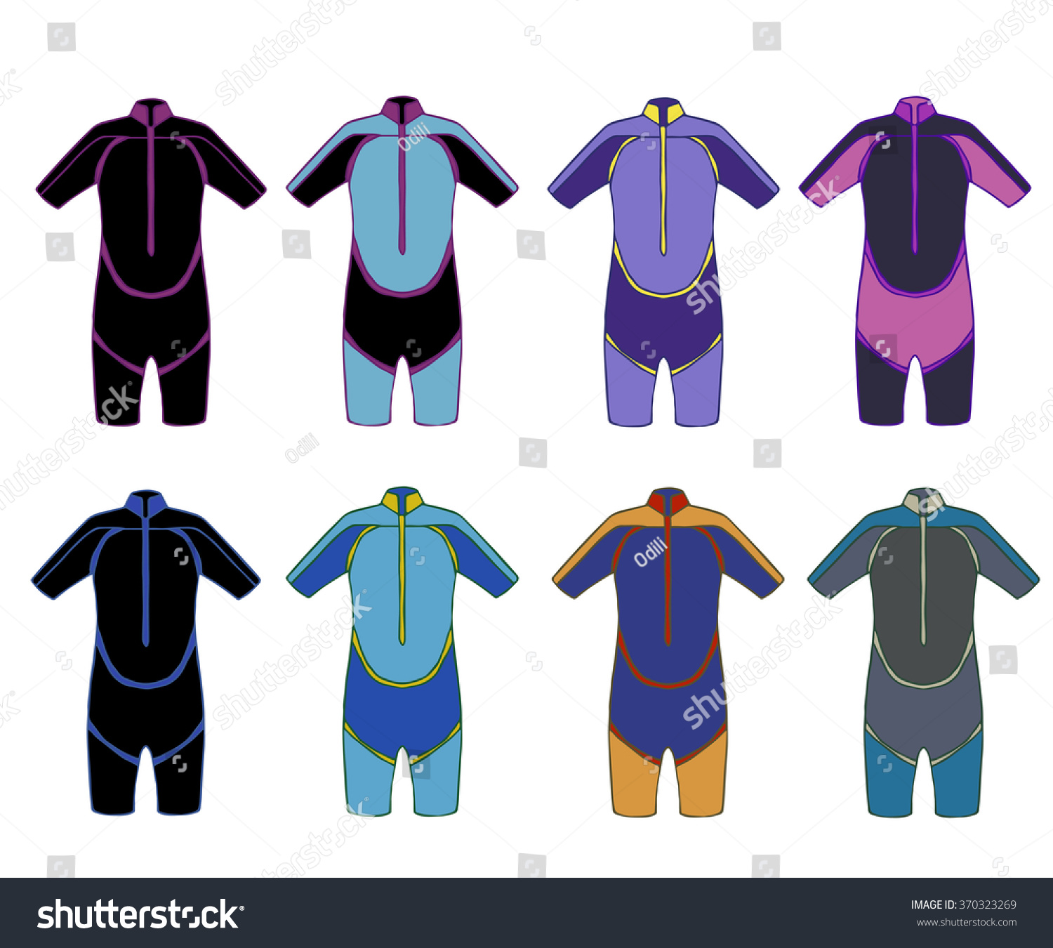 Set Color Graphic Diving Suit Big Stock Vector Royalty Free 370323269