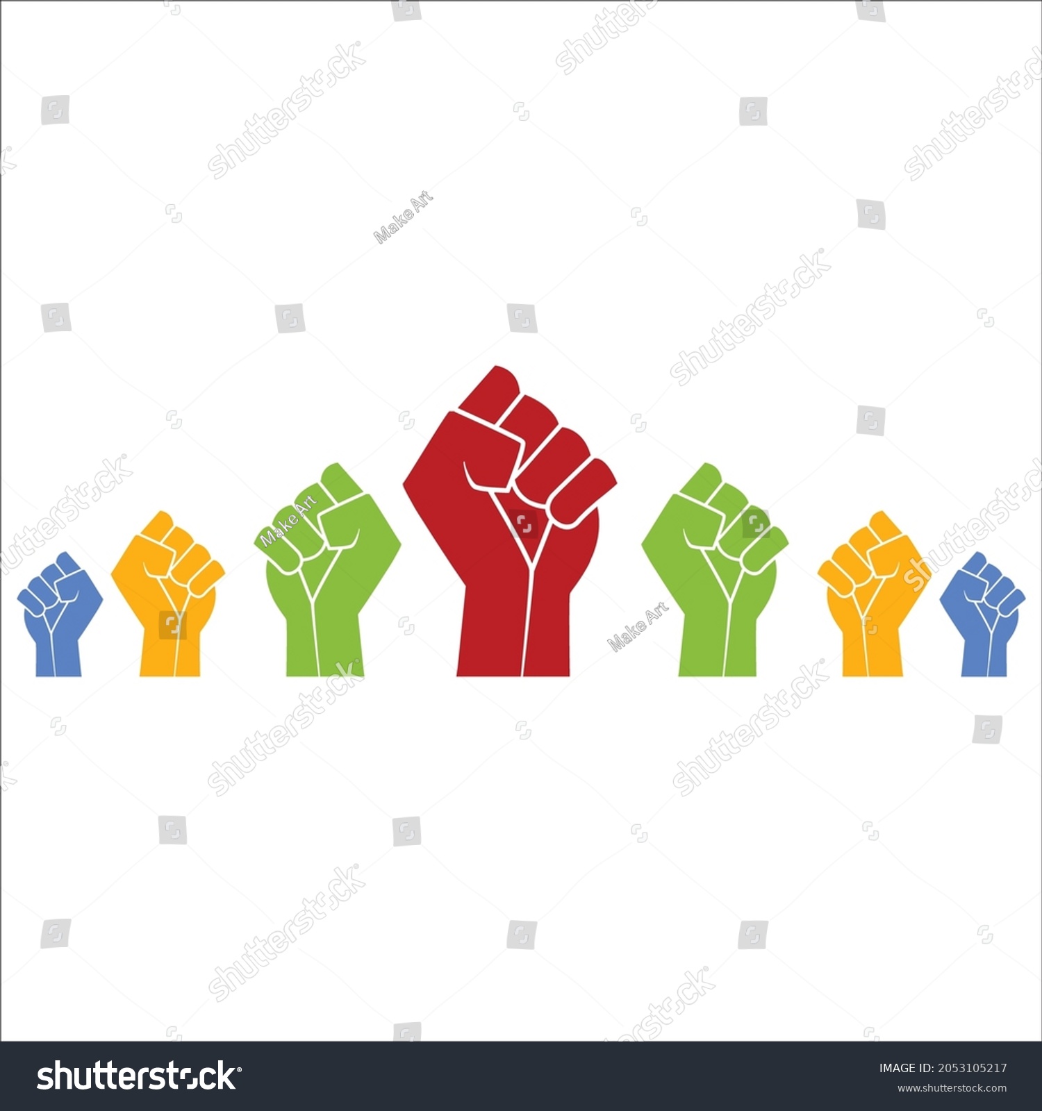 Set Hands Proletarian Revolution Clenched Fist Stock Vector Royalty Free 2053105217 1067