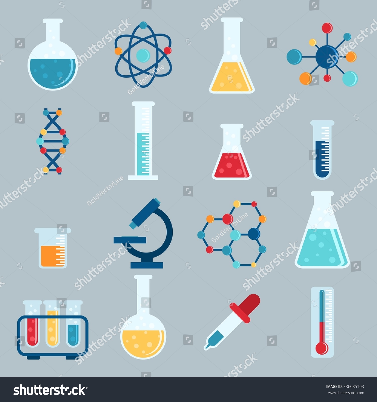 Set Icon Chemicals, Chemistry, Laboratory, Jars, Beakers, Flasks ...