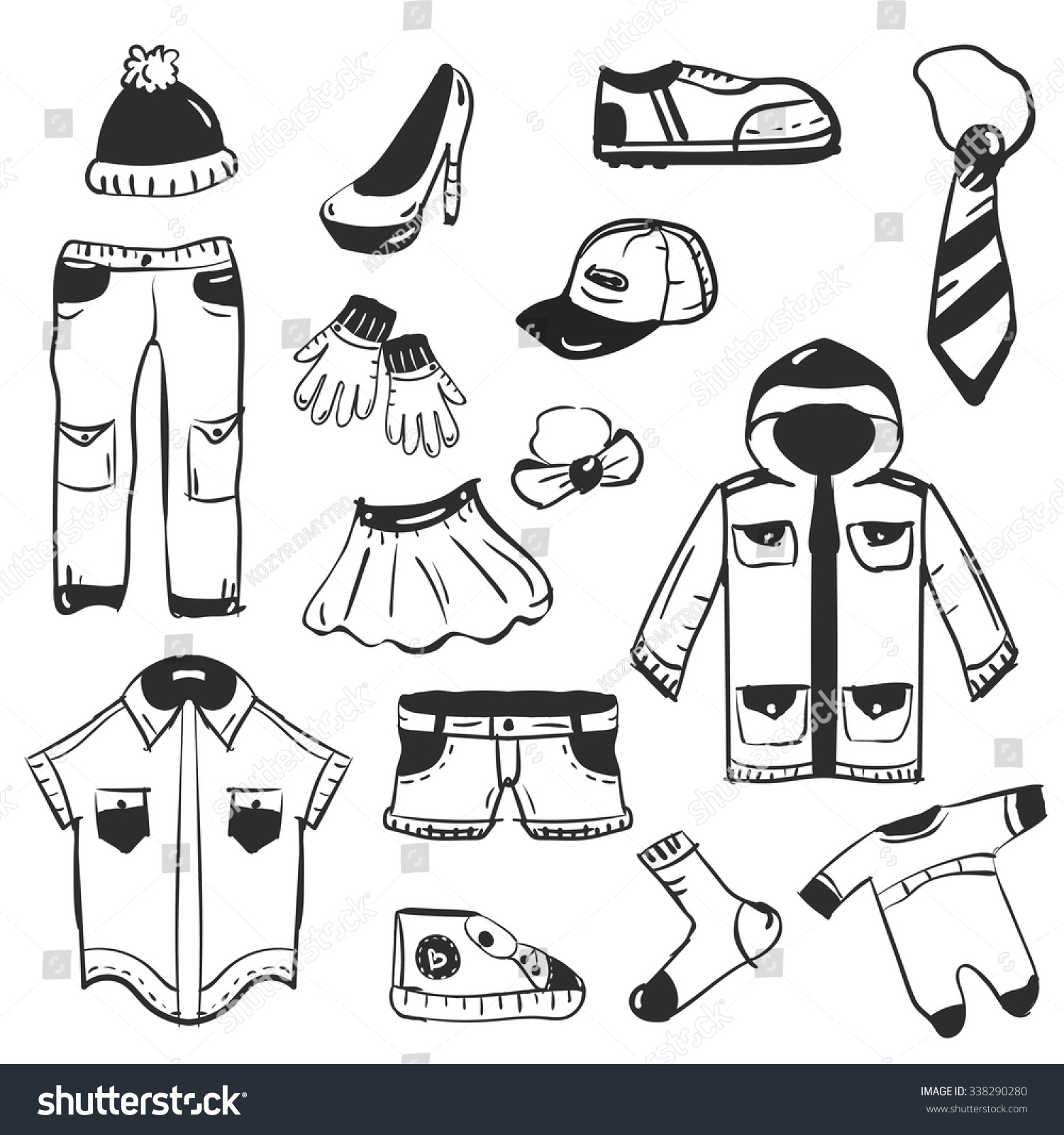 Set Icon Clothes Vector Icon Stock Vector (Royalty Free) 338290280 ...