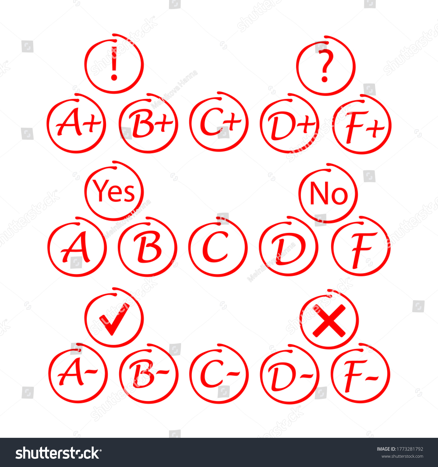 Set Icon Grade Result Abcd F Stock Vector (royalty Free) 1773281792