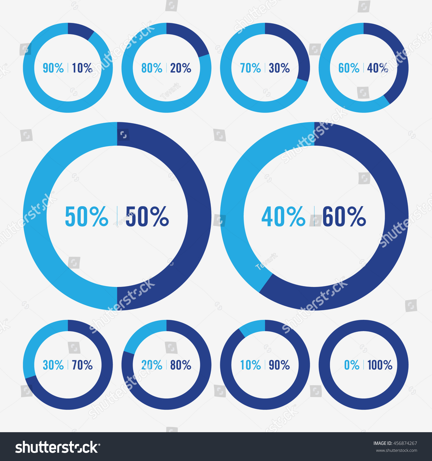 Set Icon Pie Blue Light Blue Stock Vector (Royalty Free) 456874267