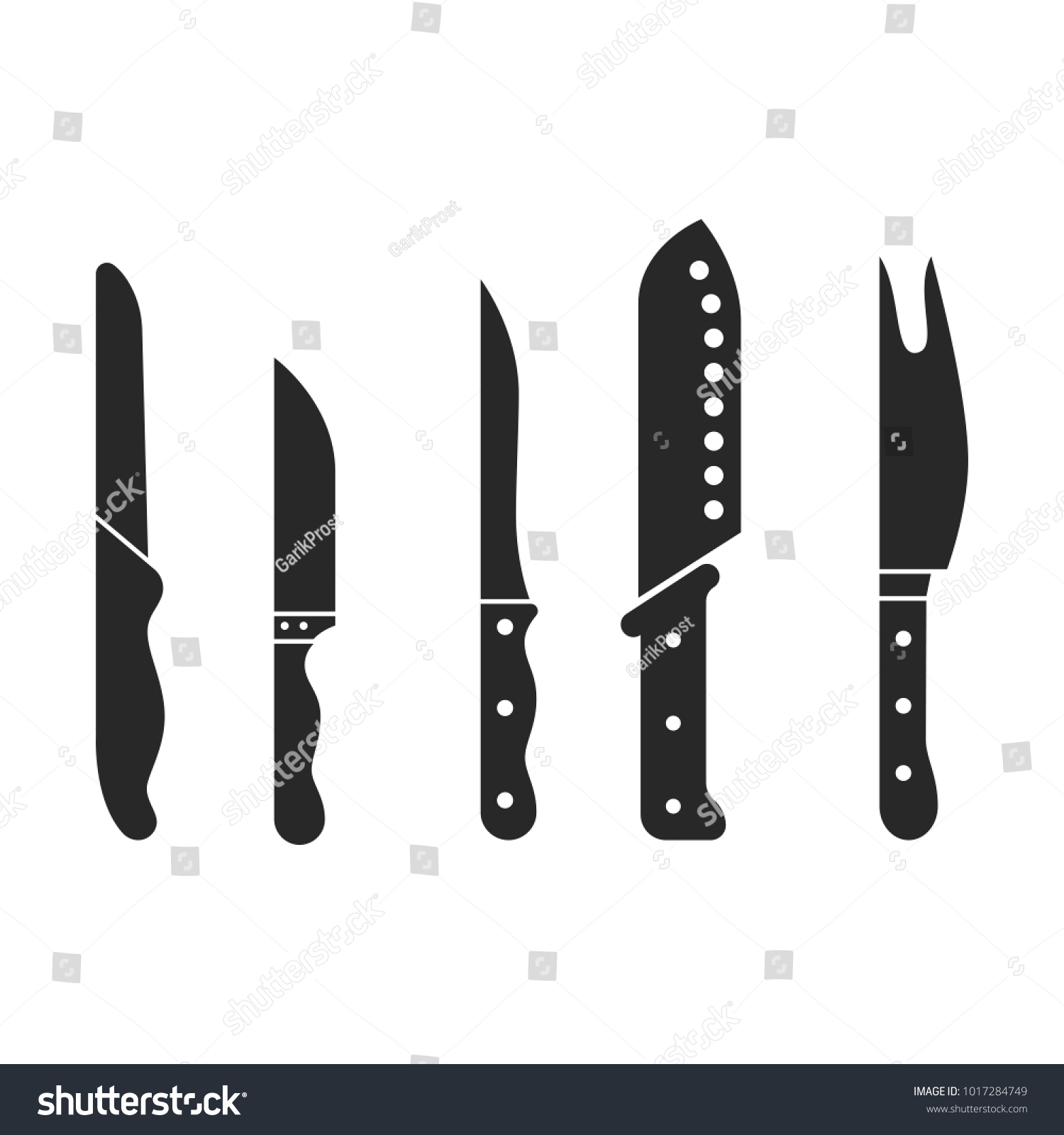 Set Icon Silhouette Kitchen Steel Knife Stock Vector (Royalty Free ...