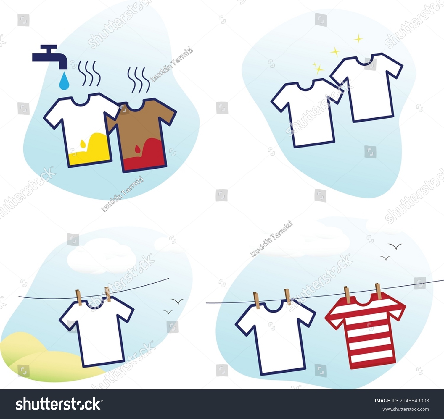 Set Illustration Clothes That Being Dried Stock Vector (Royalty Free ...