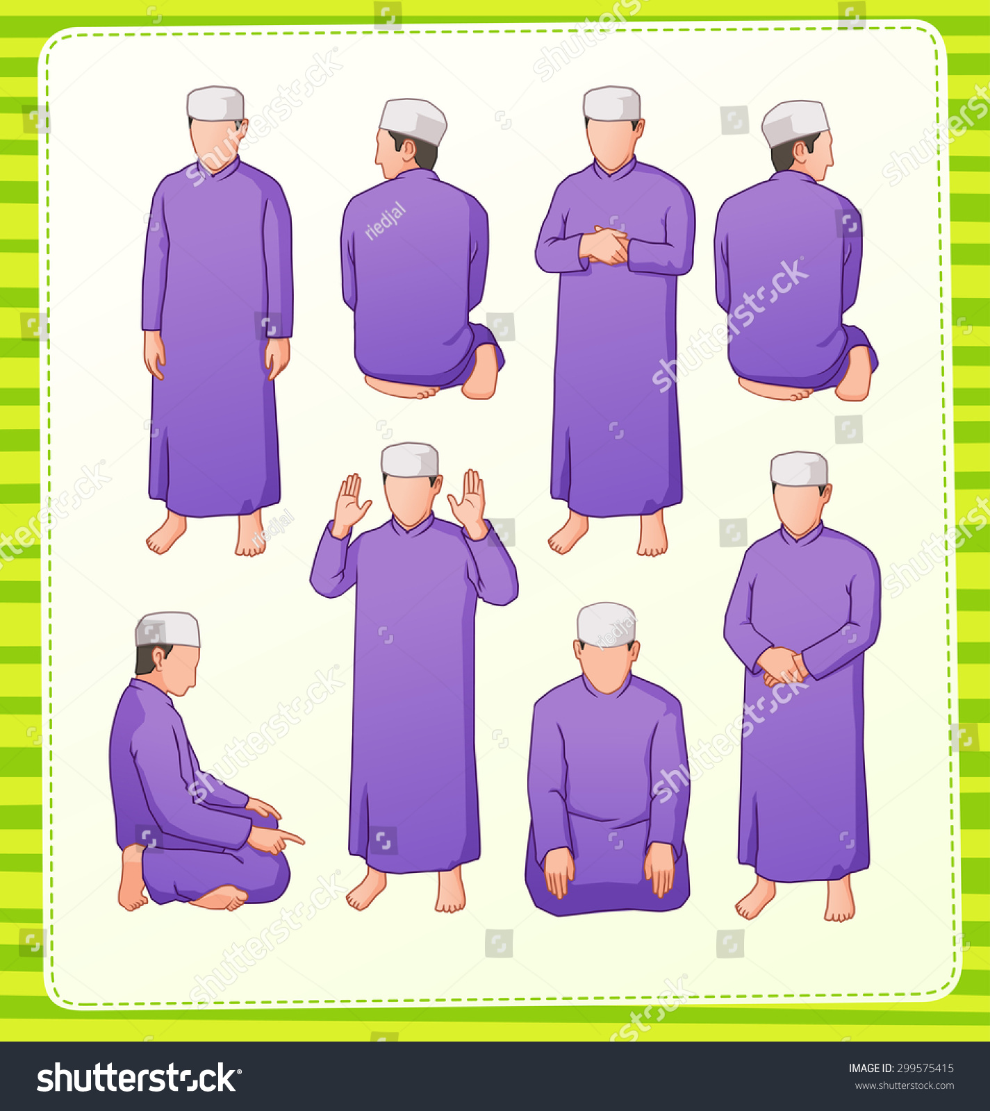 Set Illustration Muslim Praying Position Vector De Stock Libre De