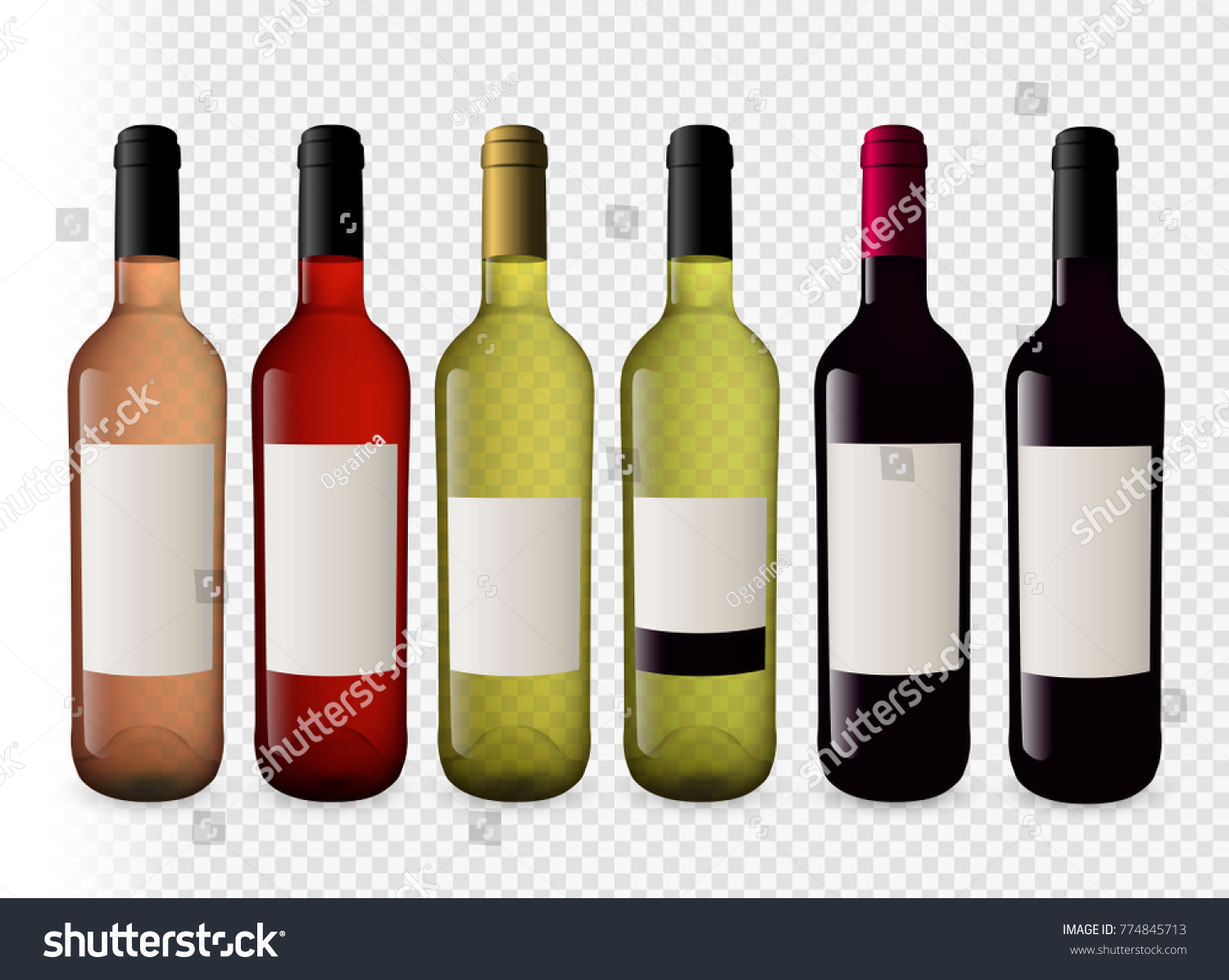 Set Illustrations Wine Bottles Transparent Background Stock Vector ...