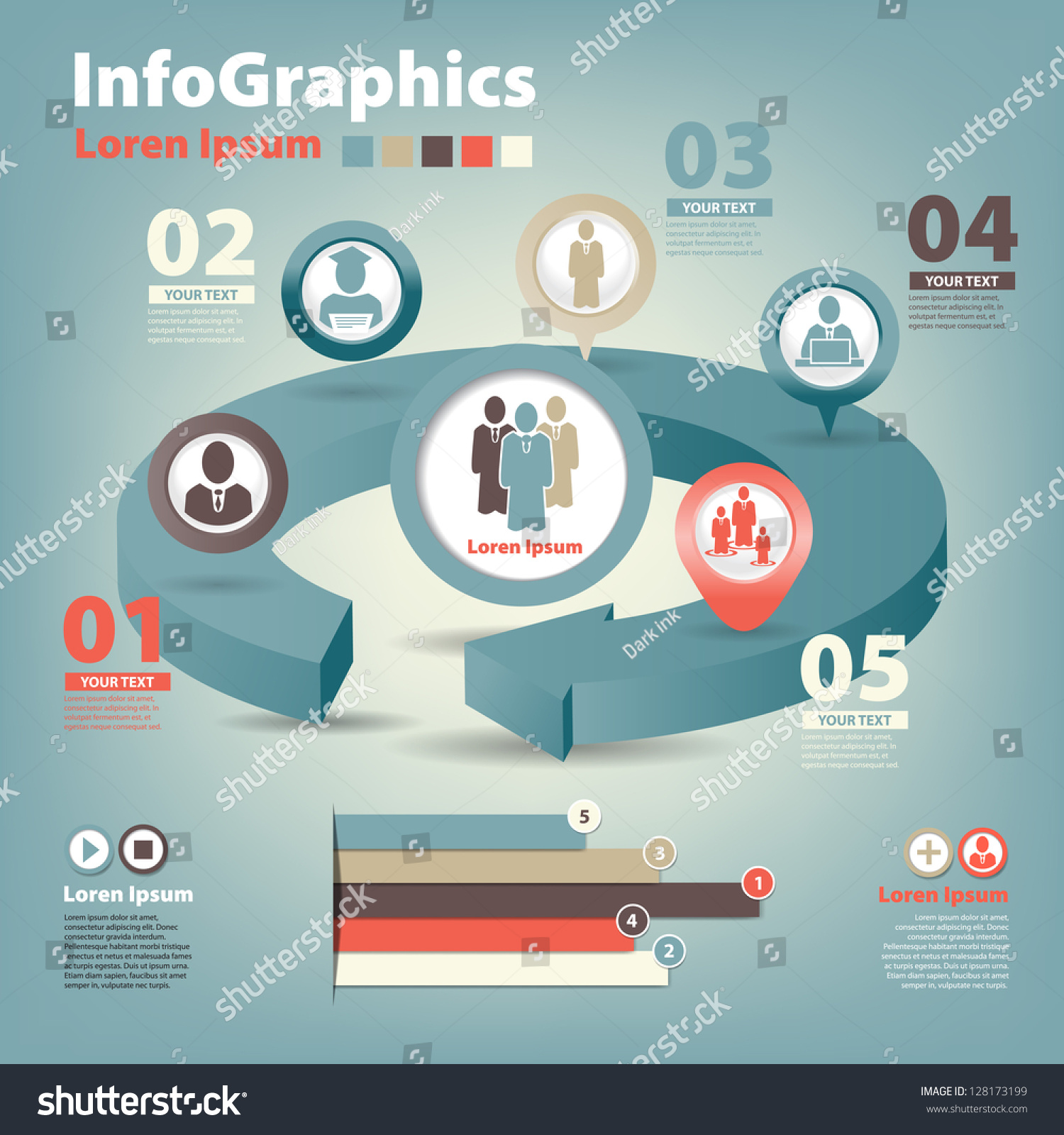 Set Infographic On Teamwork In Business Stock Vector 128173199 ...