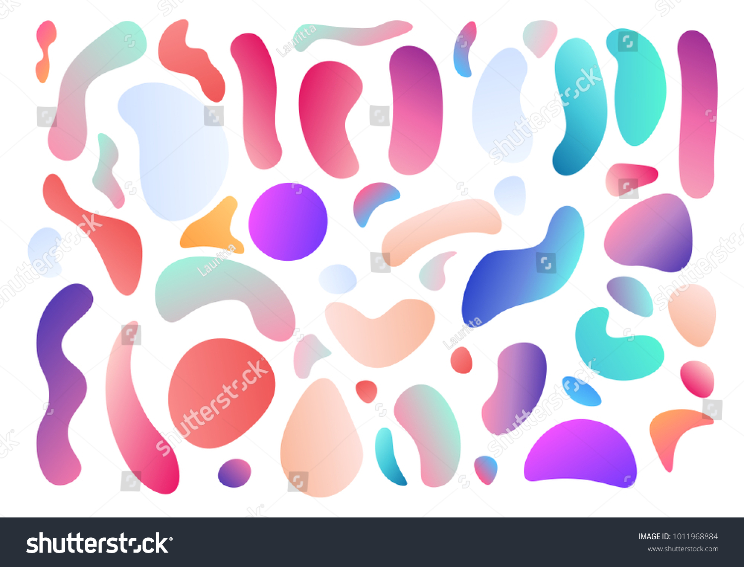 SVG of Set isolated elements of holographic chameleon design palette of shimmering colors. Modern abstract pattern, colorful fluid paint design. Trendy art background. Spot Gradient futuristic shapes svg