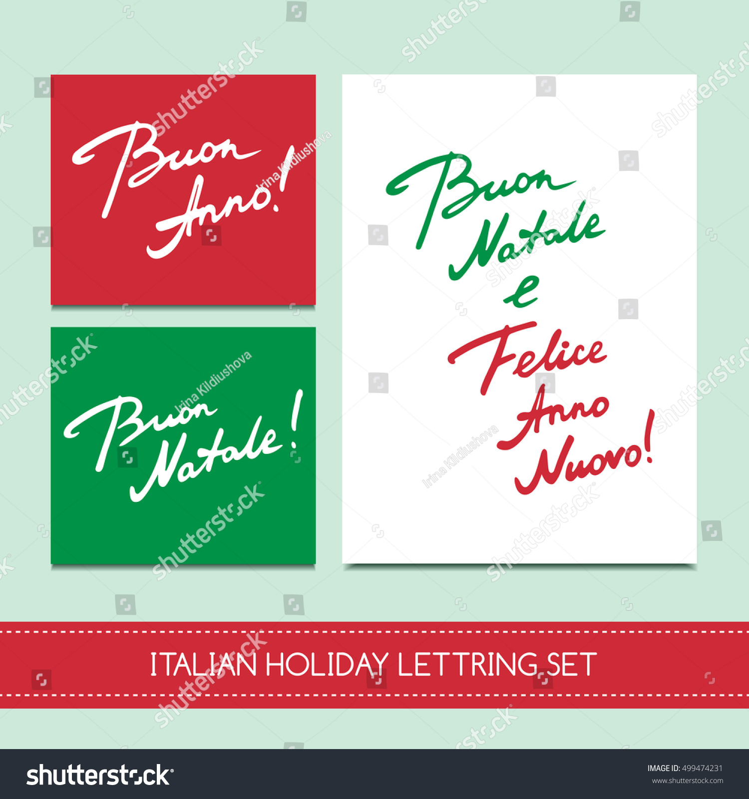 Buon Natale Cards.Set Italian Christmas Cards Buon Natale Stock Vector Royalty Free 499474231