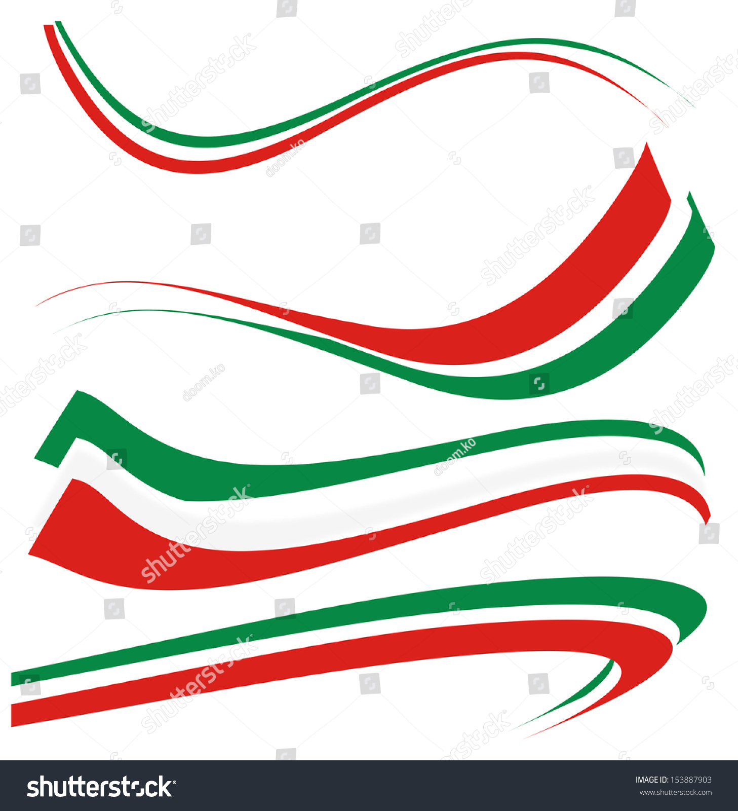 Set Italian Flag Stock Vector Illustration 153887903 : Shutterstock