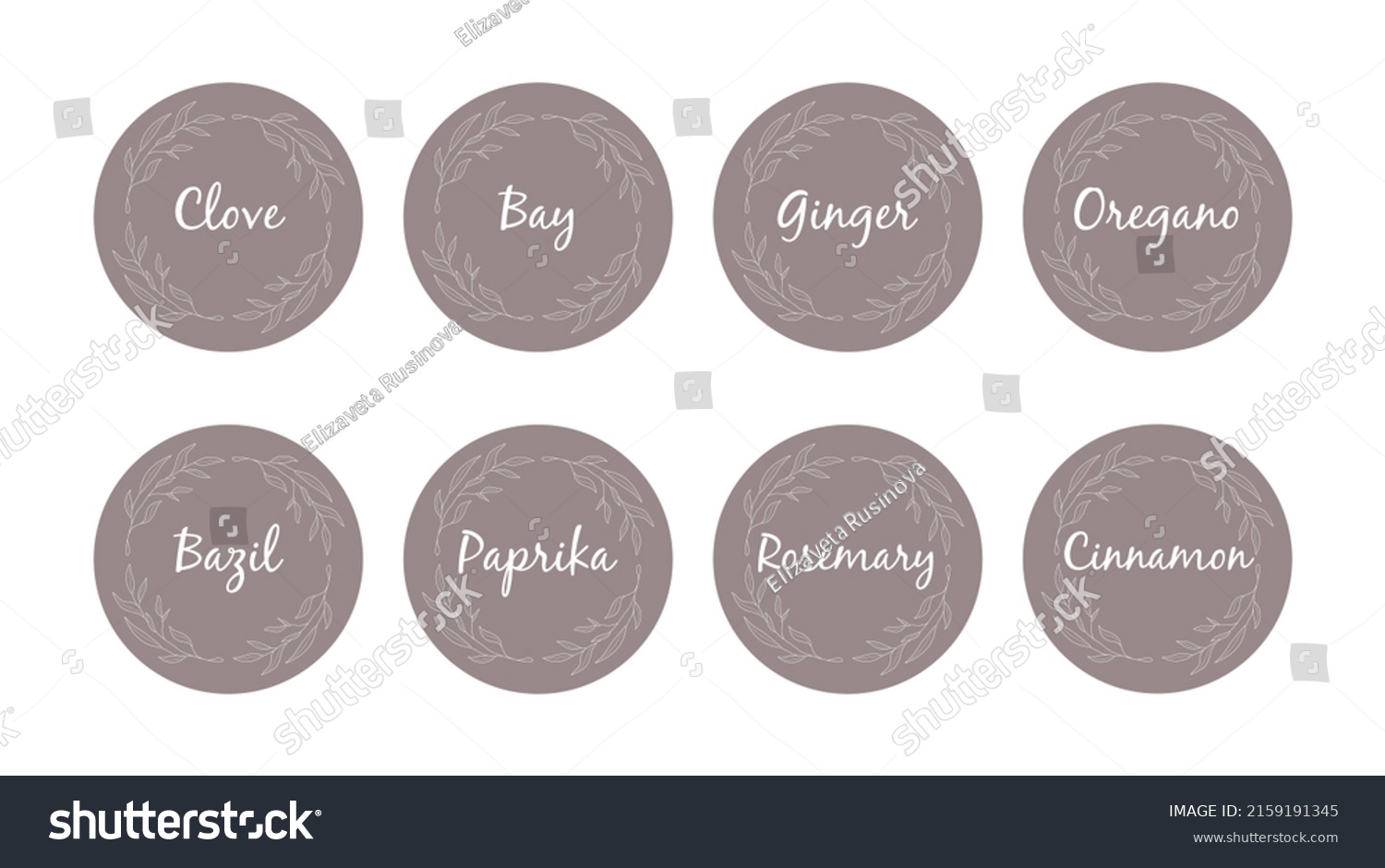 Set Kitchen Stickers Spices Seasonings Labels Stock Vector (Royalty ...