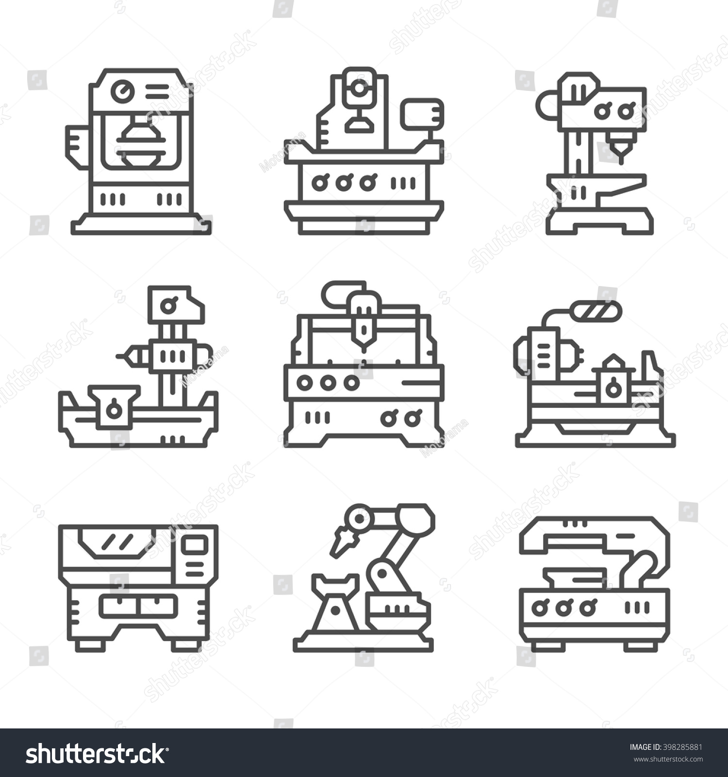 Set Line Icons Of Machine Tool Stock Vector 398285881 : Shutterstock