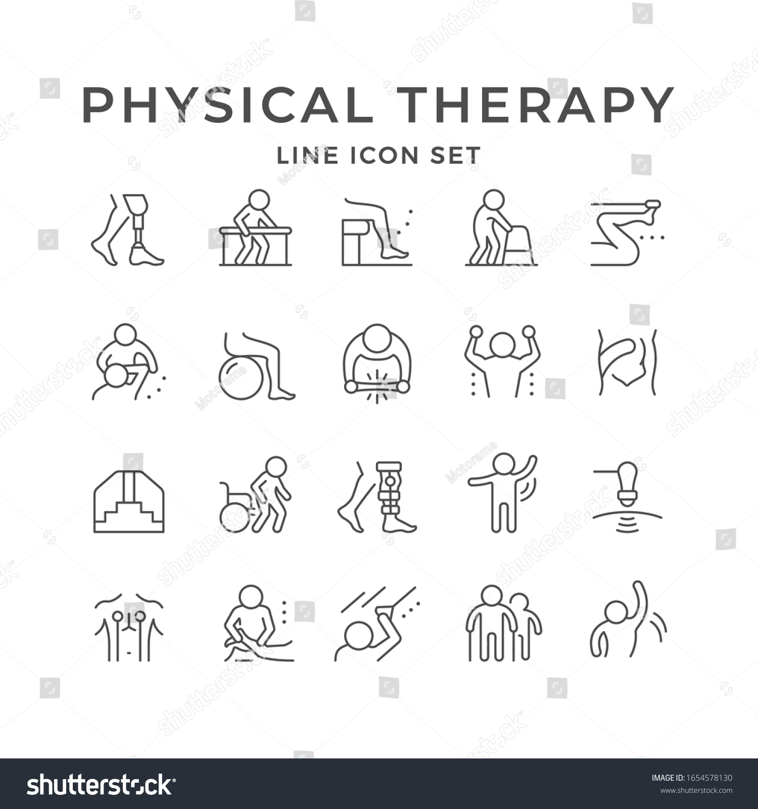 SVG of Set line icons of physical therapy svg