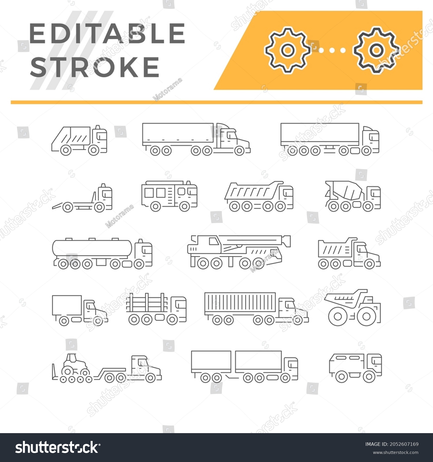 SVG of Set line icons of trucks svg