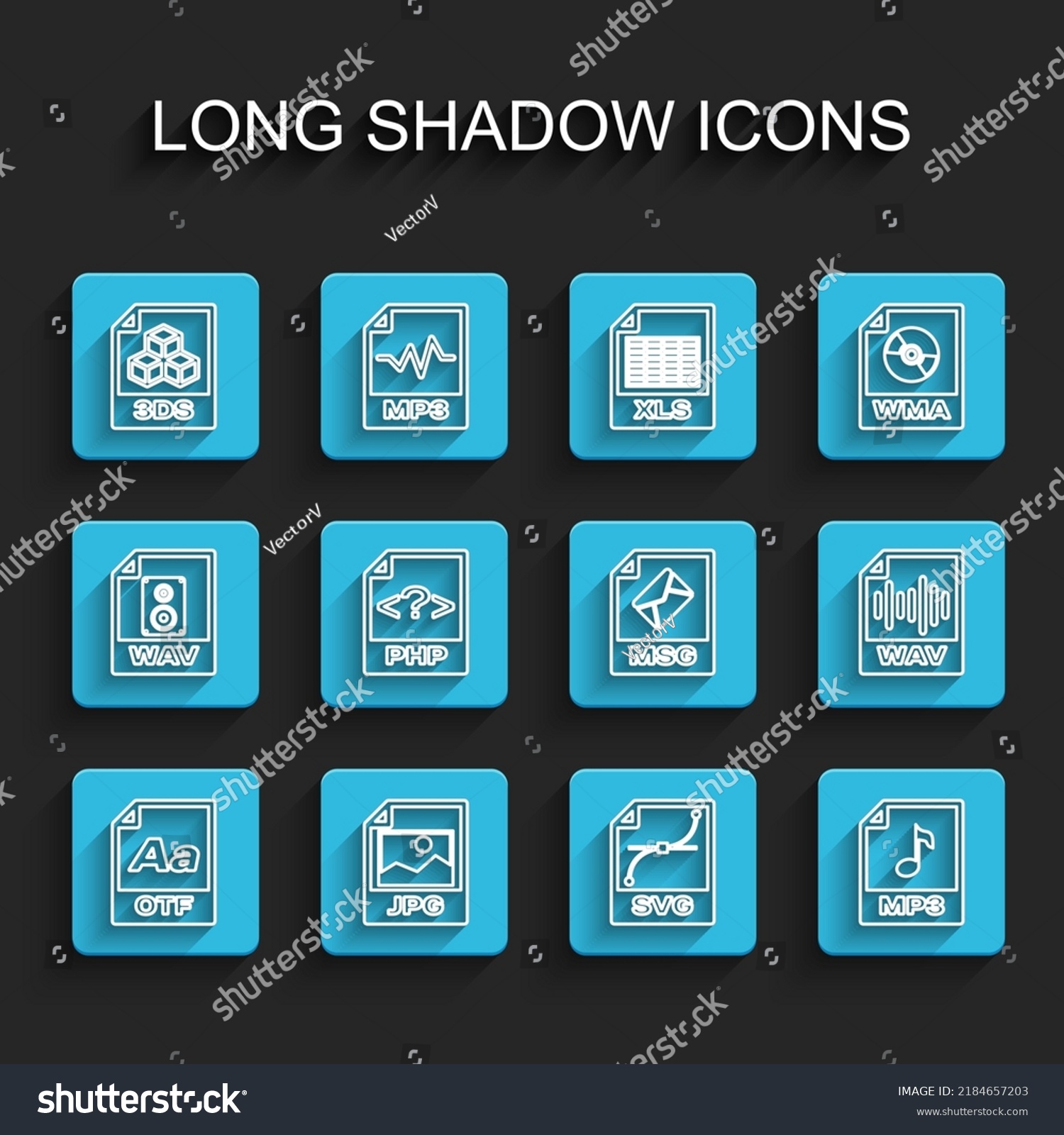 SVG of Set line OTF file document, JPG, 3DS, SVG, MP3, PHP, WAV and MSG icon. Vector svg