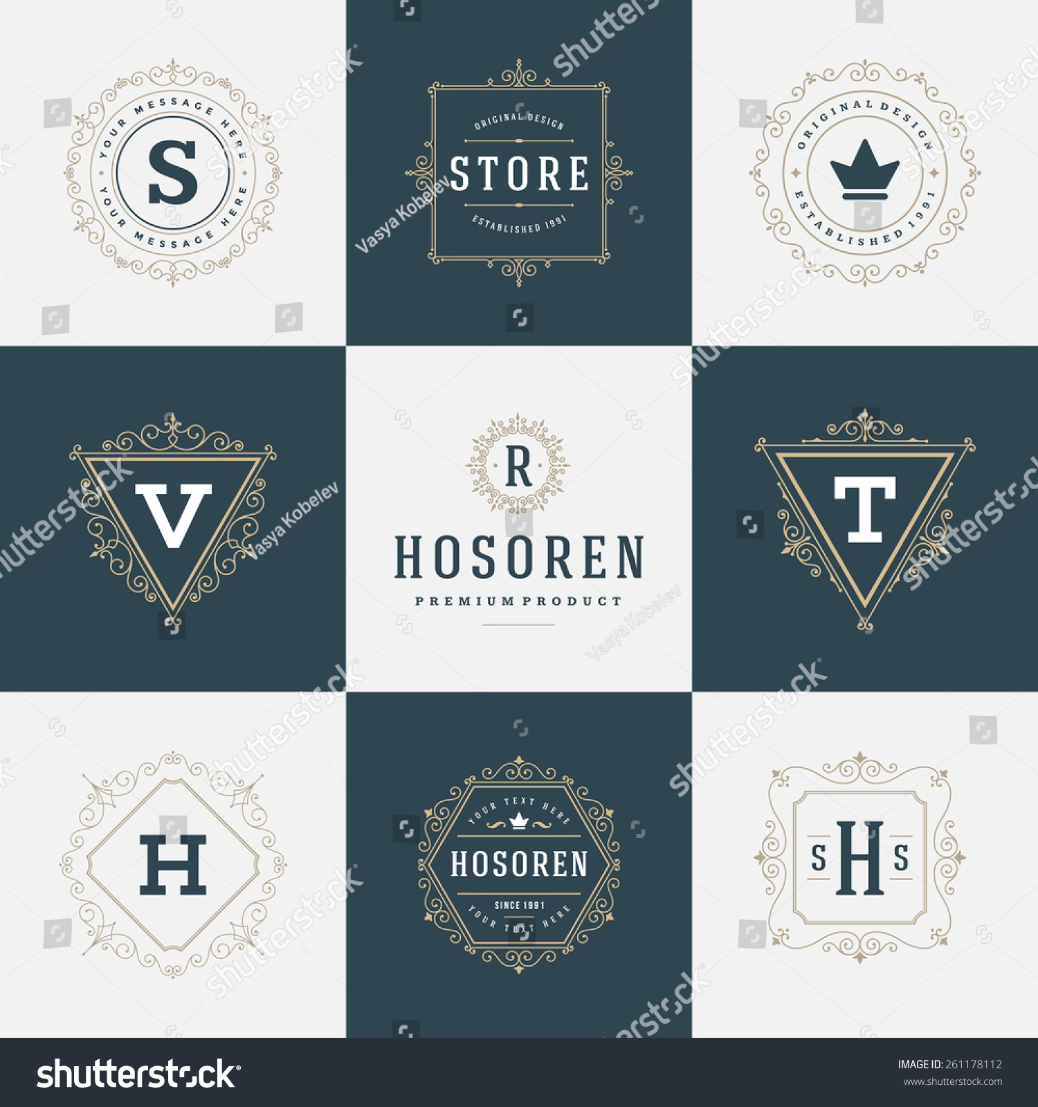 Set Luxury Logos Template Flourishes Calligraphic Stock Vector (Royalty ...