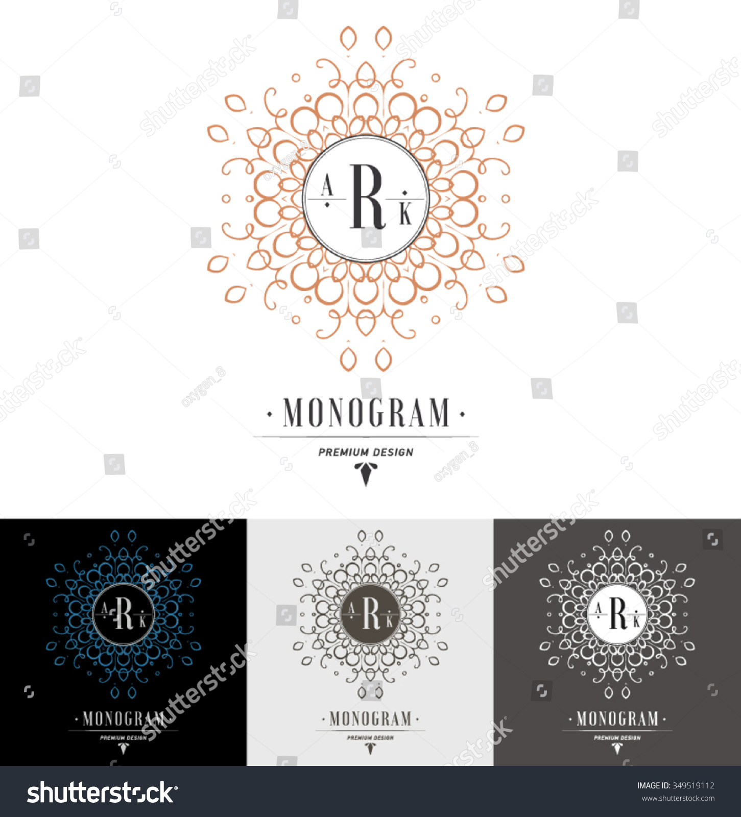 Set Luxury Logos Template Flourishes Calligraphic Stock Vector Royalty Free 349519112