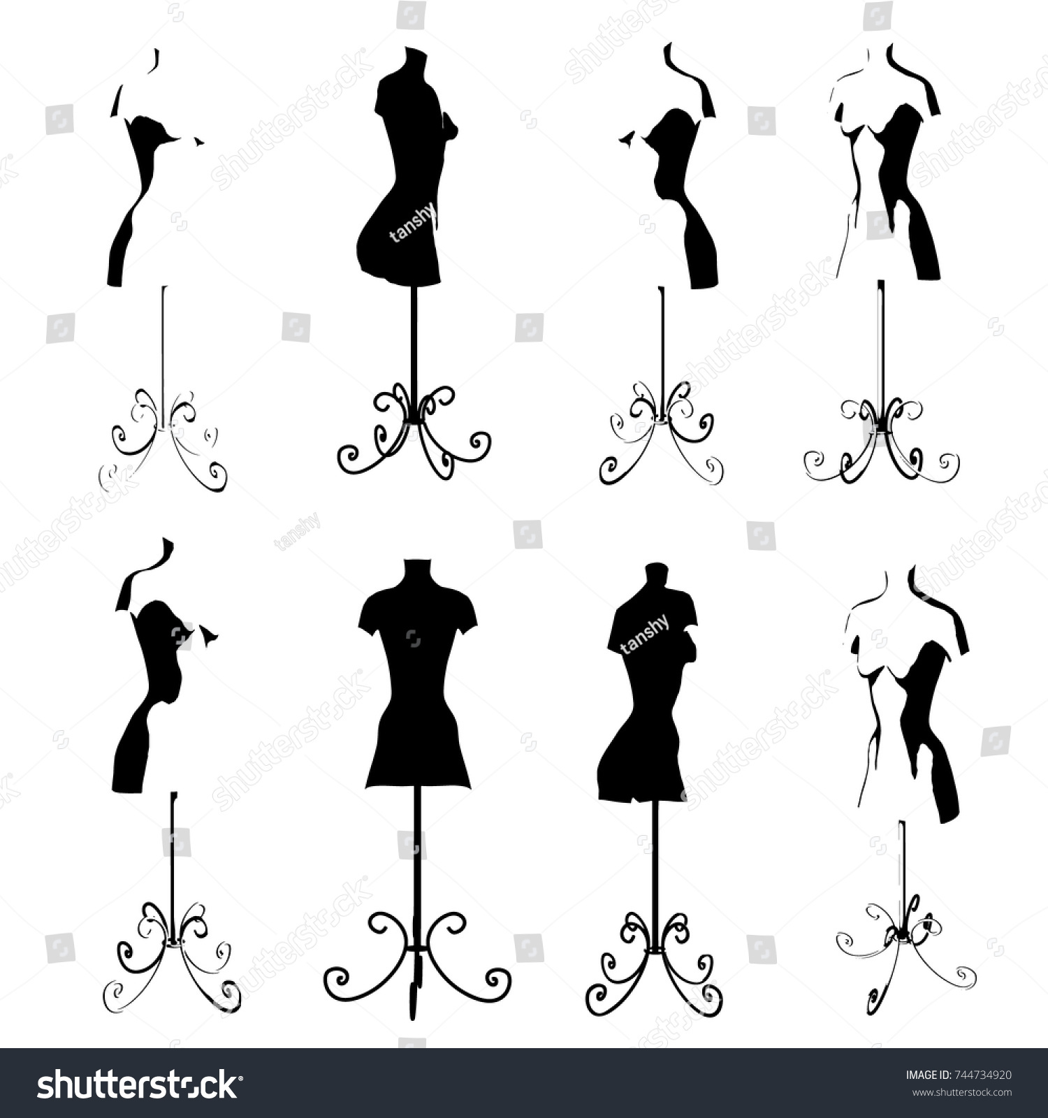 Set Mannequin Female Vector Stock Vector (Royalty Free) 744734920 ...