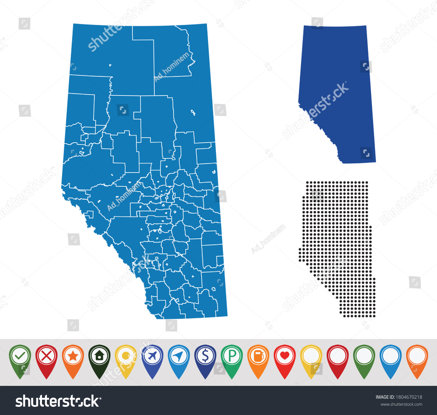 Set Maps Alberta Province Stock Vector (Royalty Free) 1804670218 ...