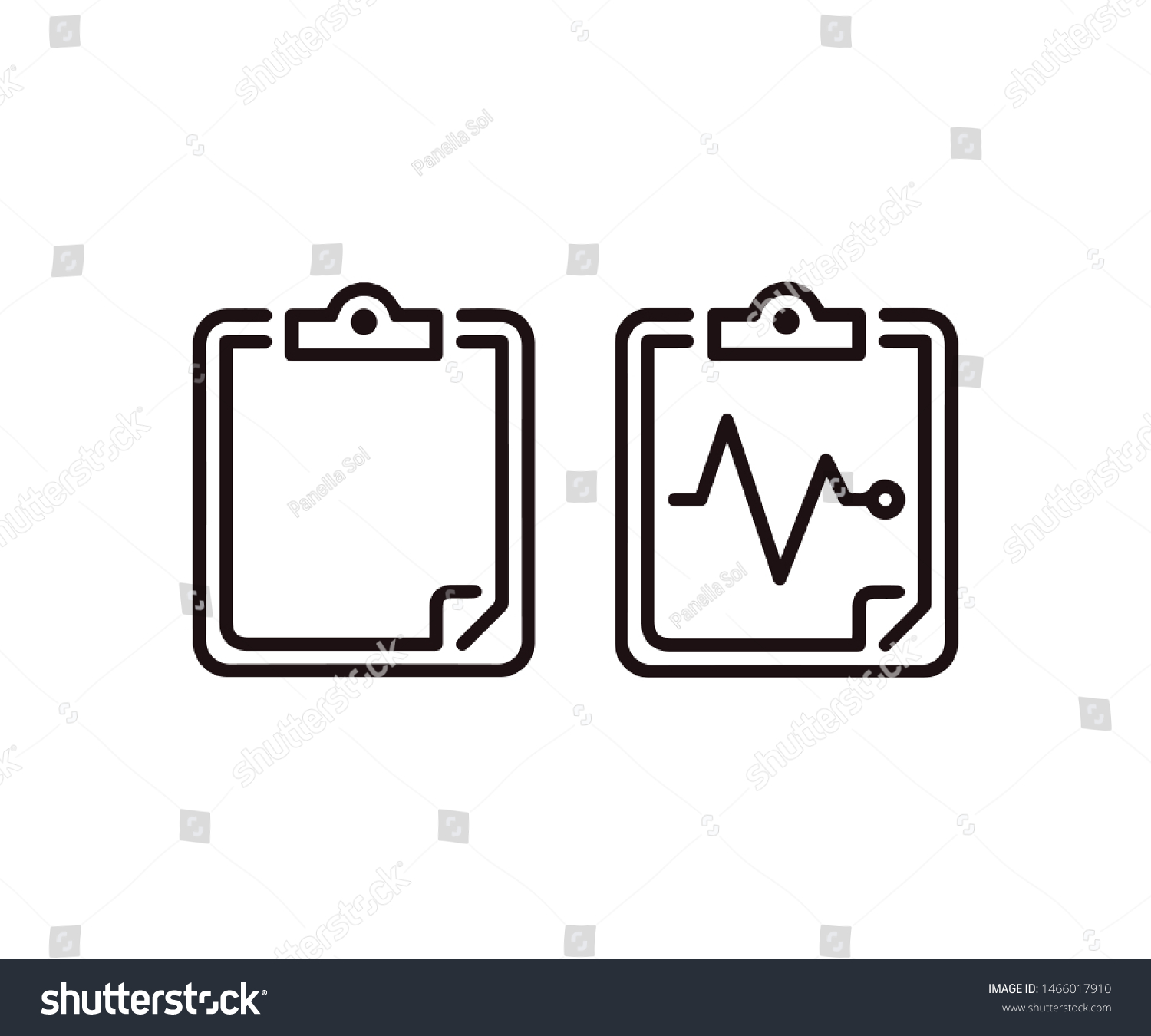 Set Medical Clipboard Icons Heart Beat Stock Vector (Royalty Free ...