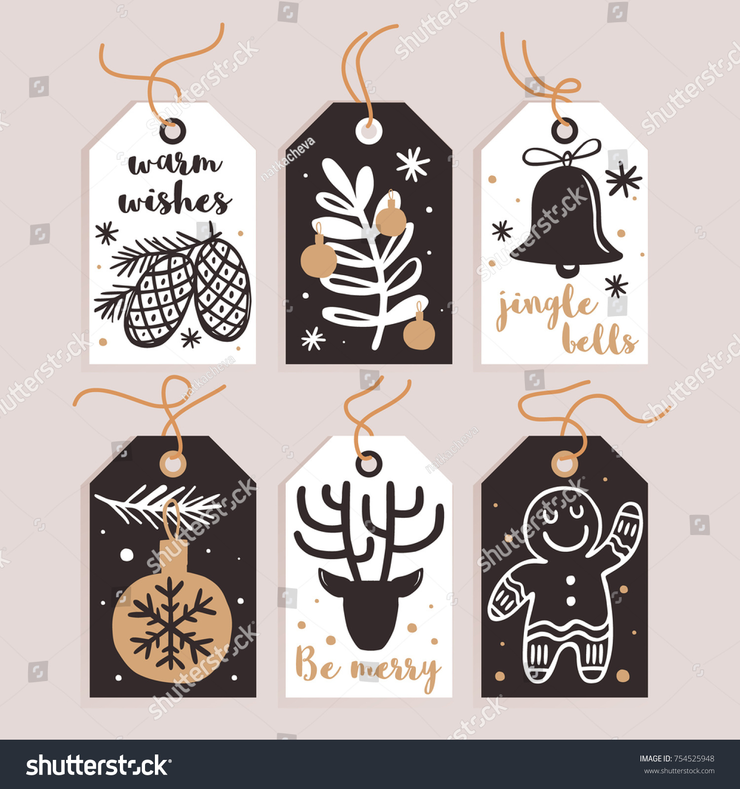 Set Merry Christmas and New Year t tags and cards Vector illustration
